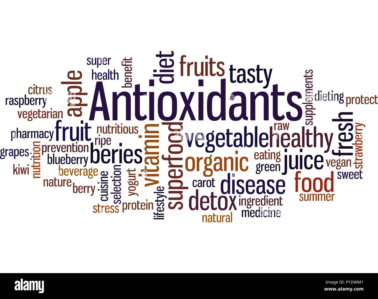 Antioxidants, word cloud concept on white background. Stock Photo