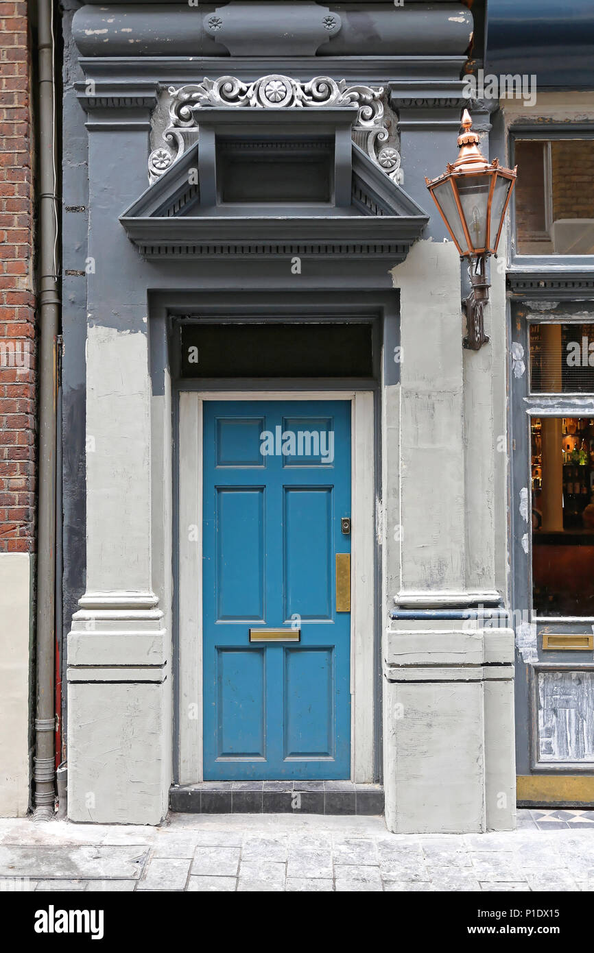 Blue Door Old House Entrance in London Stock Photo - Alamy