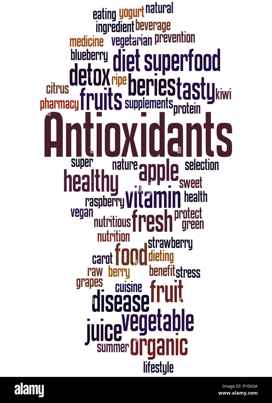 Antioxidants, word cloud concept on white background. Stock Photo