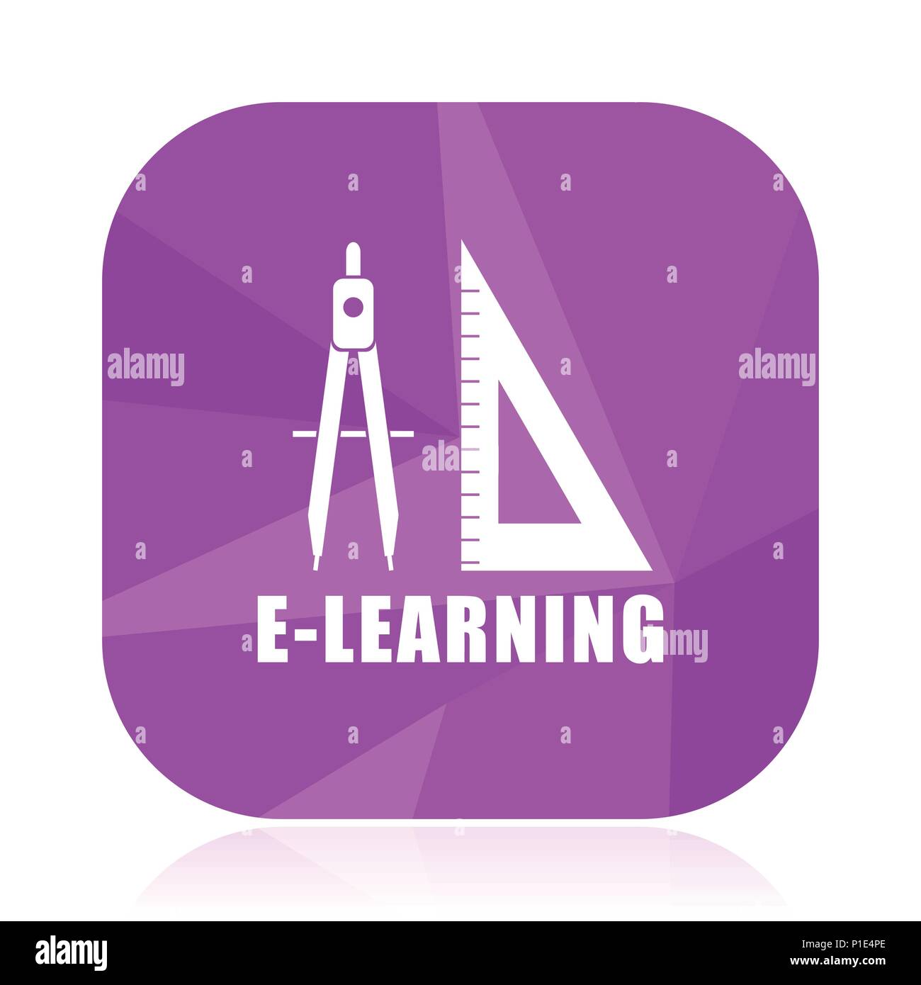 Learning flat vector icon. violet web button. internet square sign ...