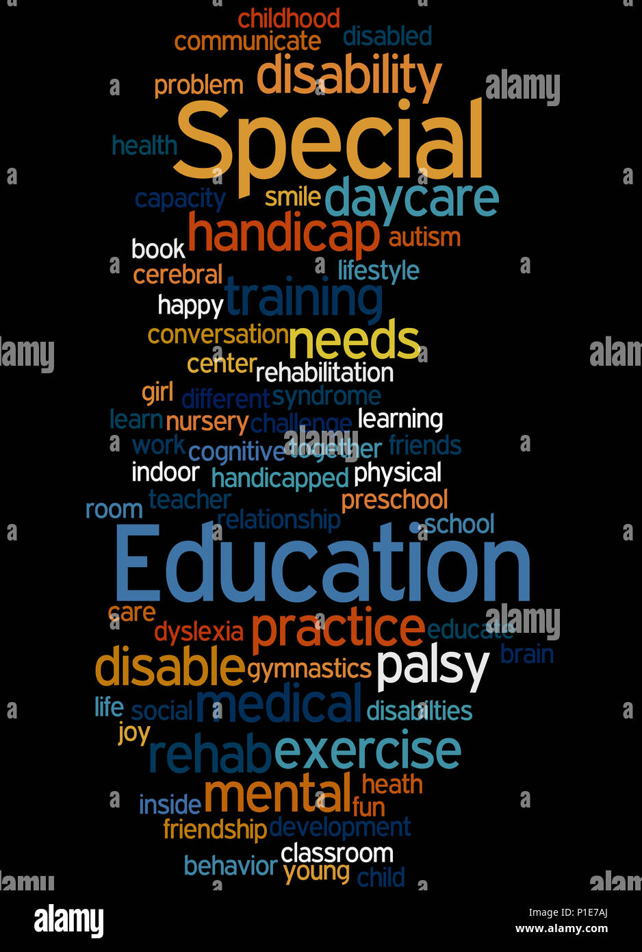 Special Education, word cloud concept on black background Stock Photo