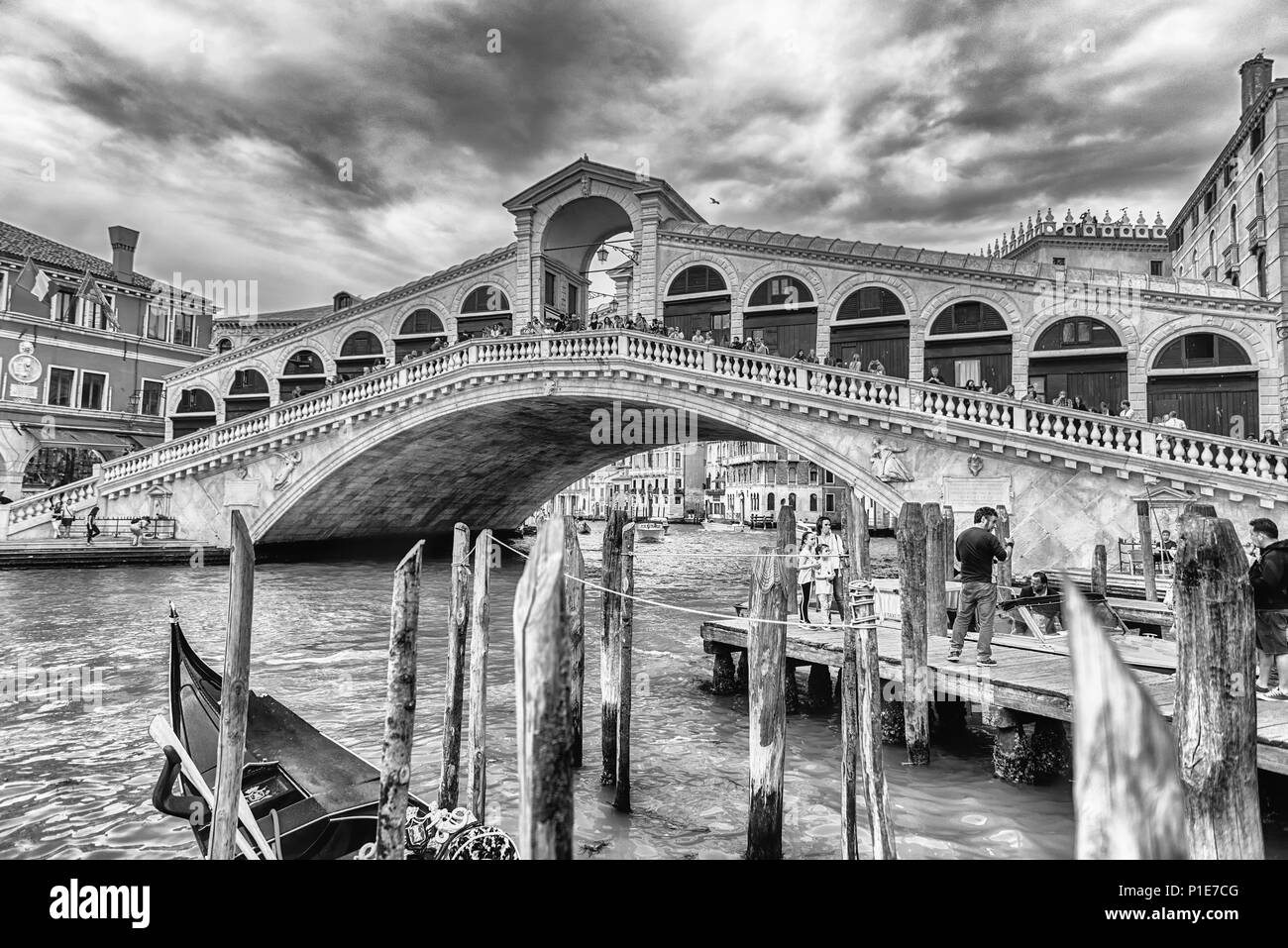 Venice italy april 29 view of rialto bridge iconic landmark in venice