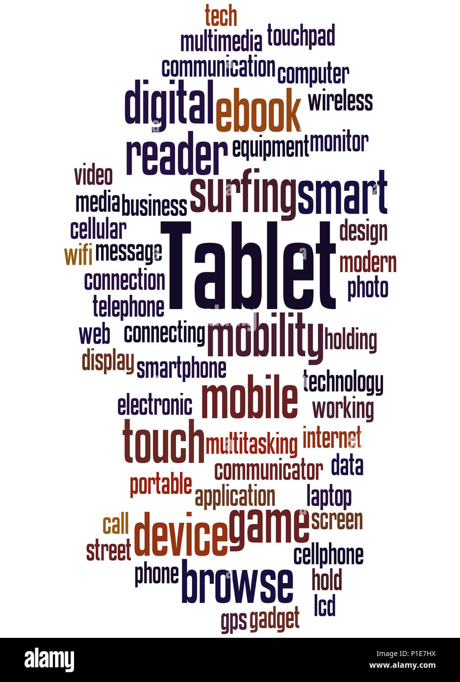 Tablet, word cloud concept on white background Stock Photo Alamy