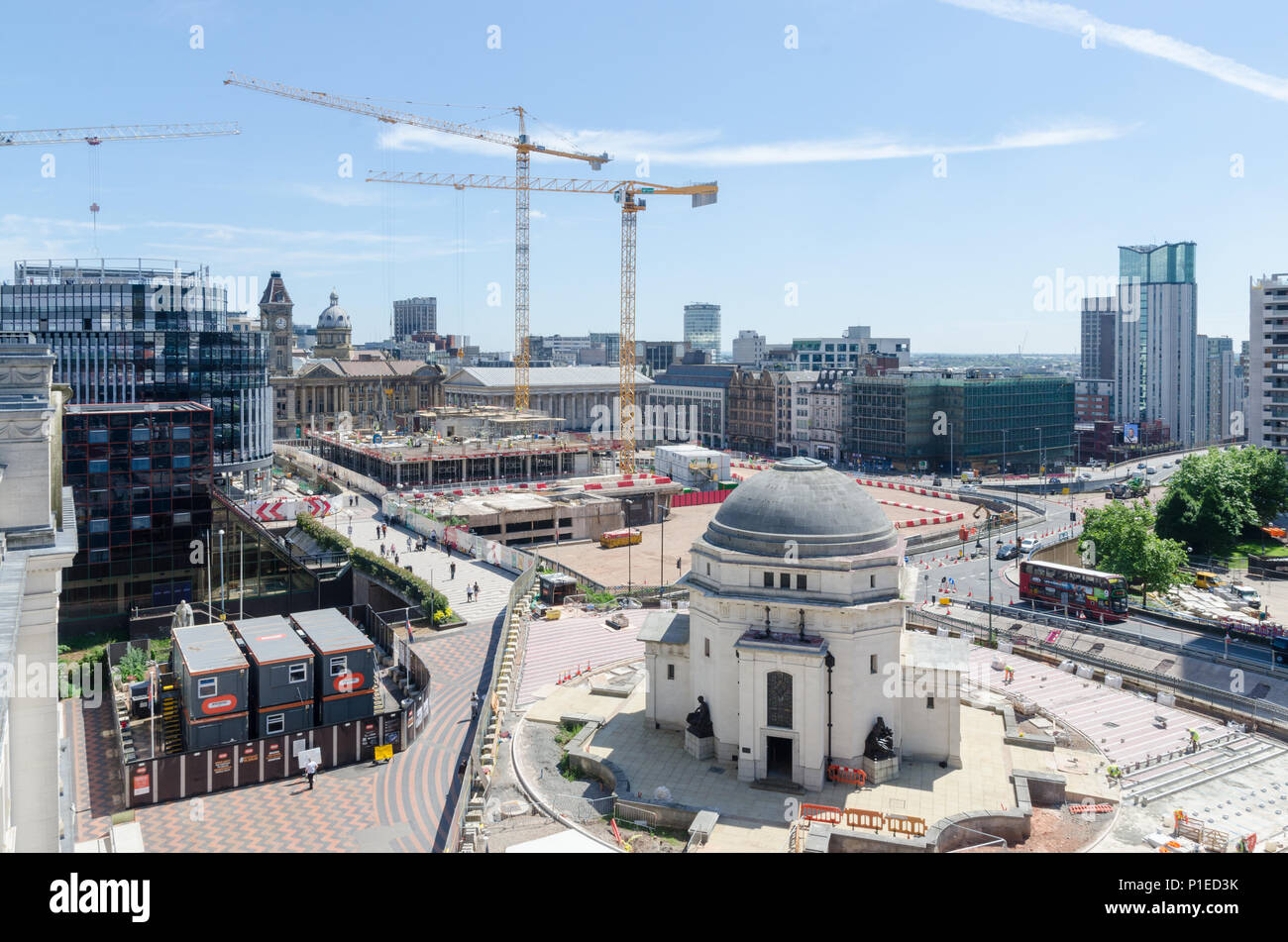 Major development construction work around Centenary Square on Broad Street in Birmingham City centre Stock Photo