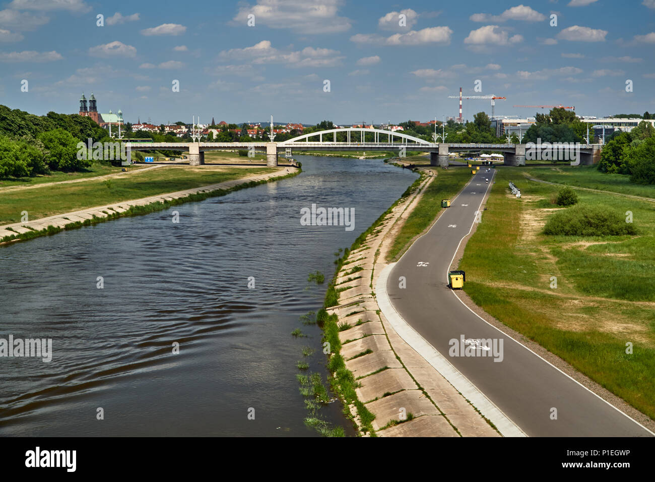 bridge on the river warta in poznan stock photo alamy