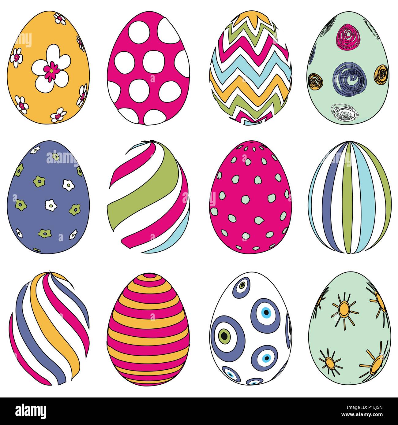 set of easter eggs Stock Vector