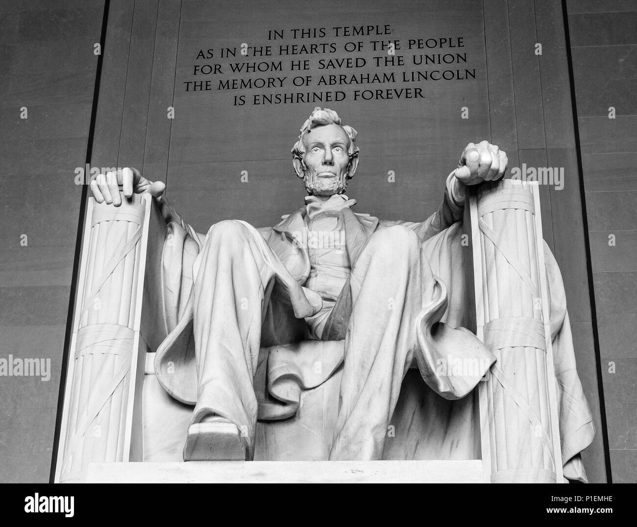 Monochrome Lincoln Memorial Monument, National Mall, Washington, D.C. Stock Photo