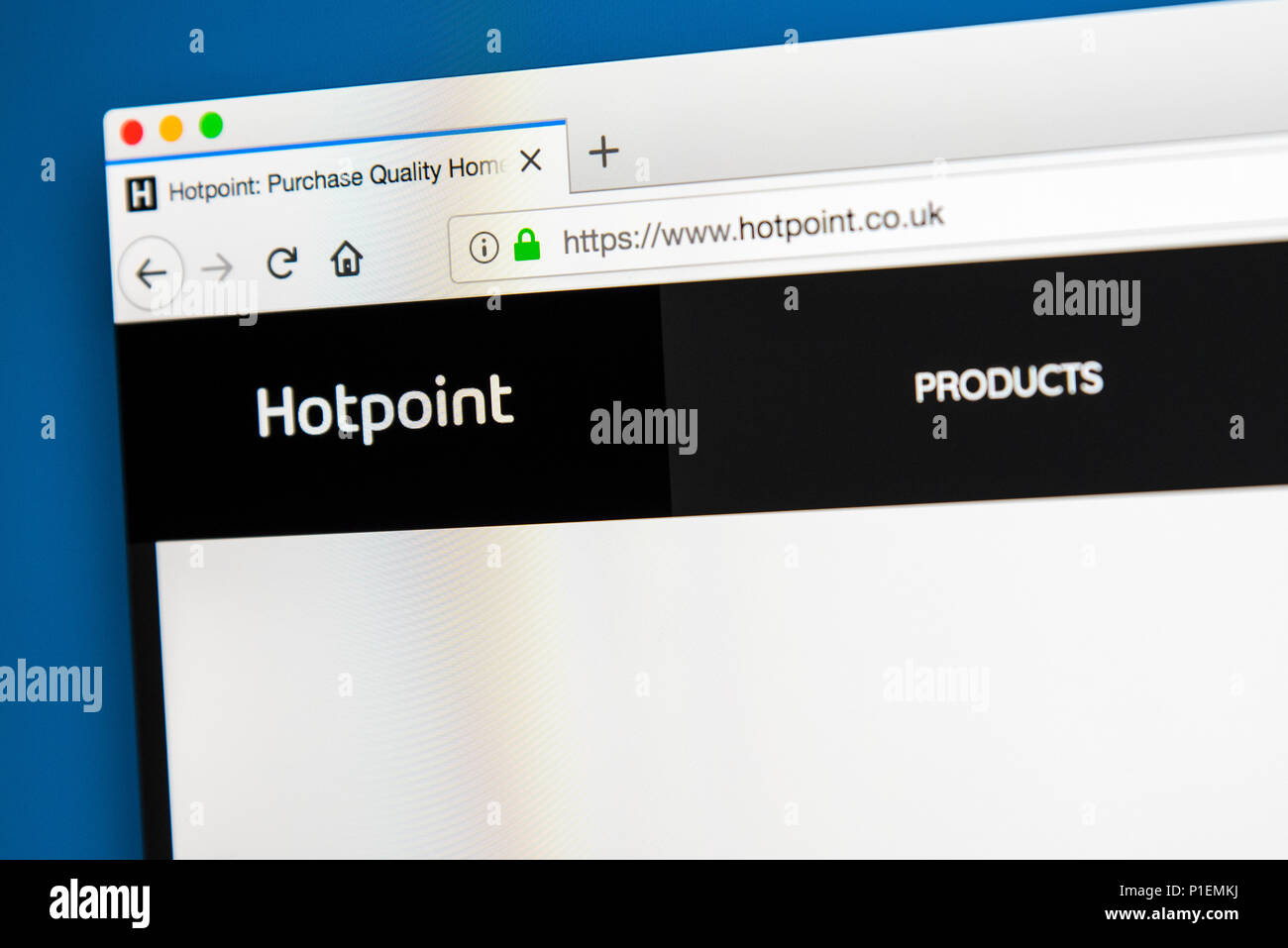 LONDON, UK - MAY 17TH 2018: The homepage of the official website for Hotpoint - the American and European brand of domestic appliances, on 17th May 20 Stock Photo