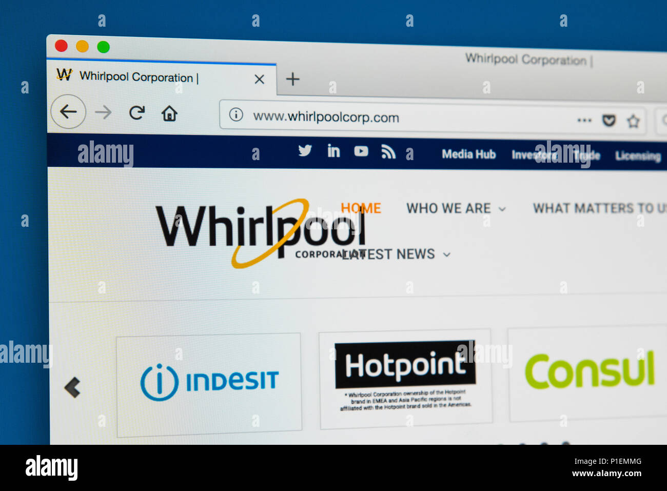LONDON, UK - MAY 17TH 2018: The homepage of the official website for the  Whirlpool Corporation - the American multinational manufacturer and  marketer Stock Photo - Alamy