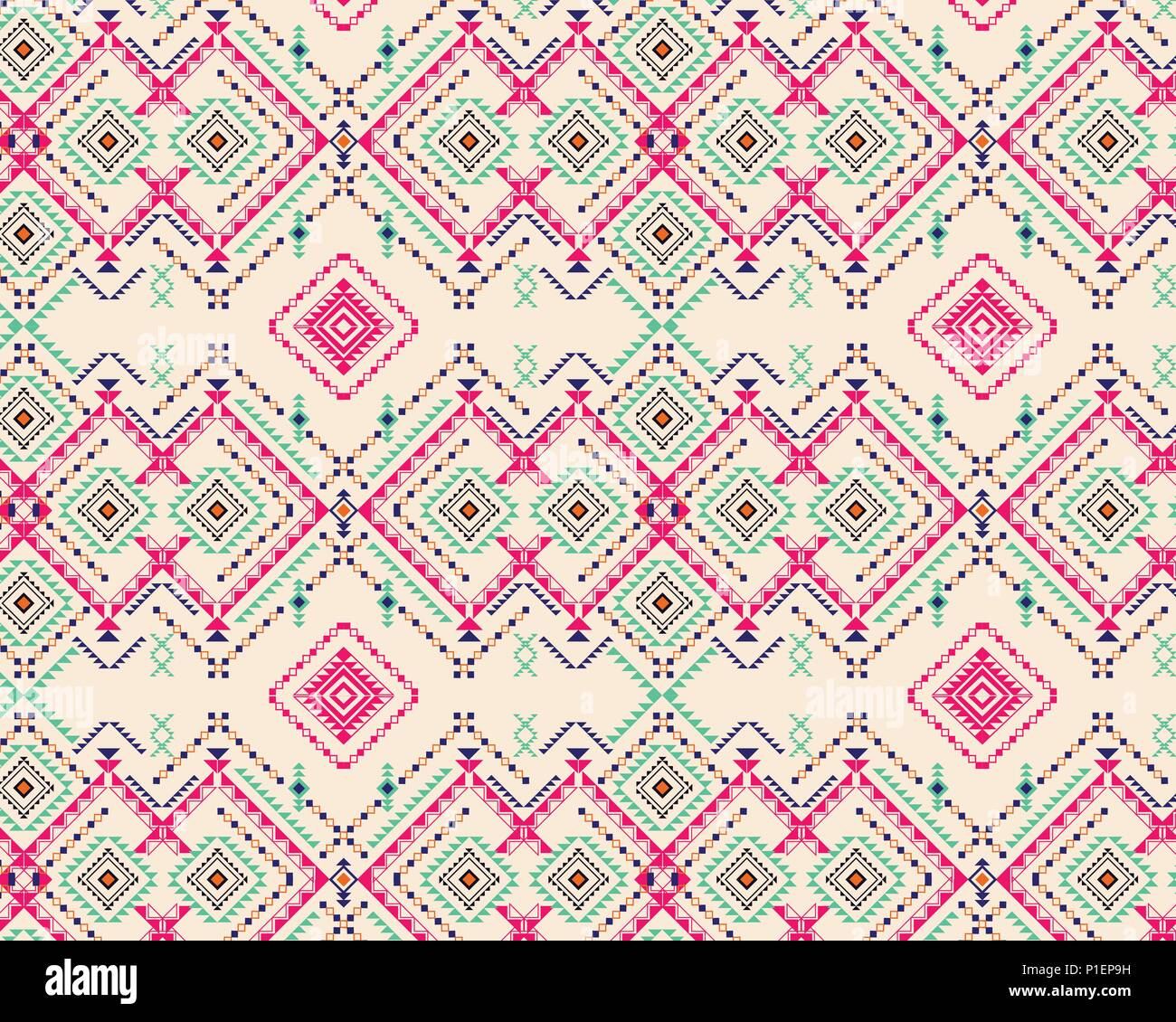 Tribal aztec design - ethnic elements, seamless background of vector illustration Stock Vector