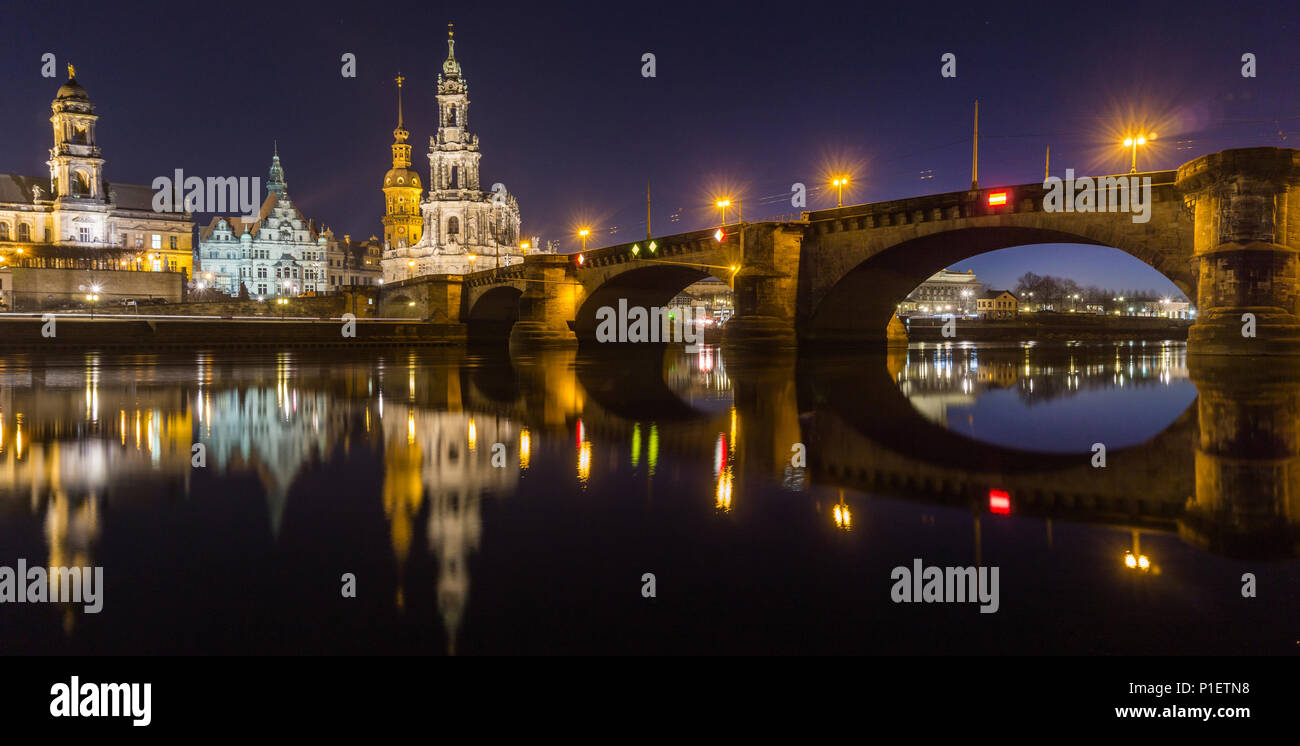 Dresden, the capital of the Federal State of Saxony, is distinguished by its renowned art museums and the classical architecture of the reconstructed Stock Photo