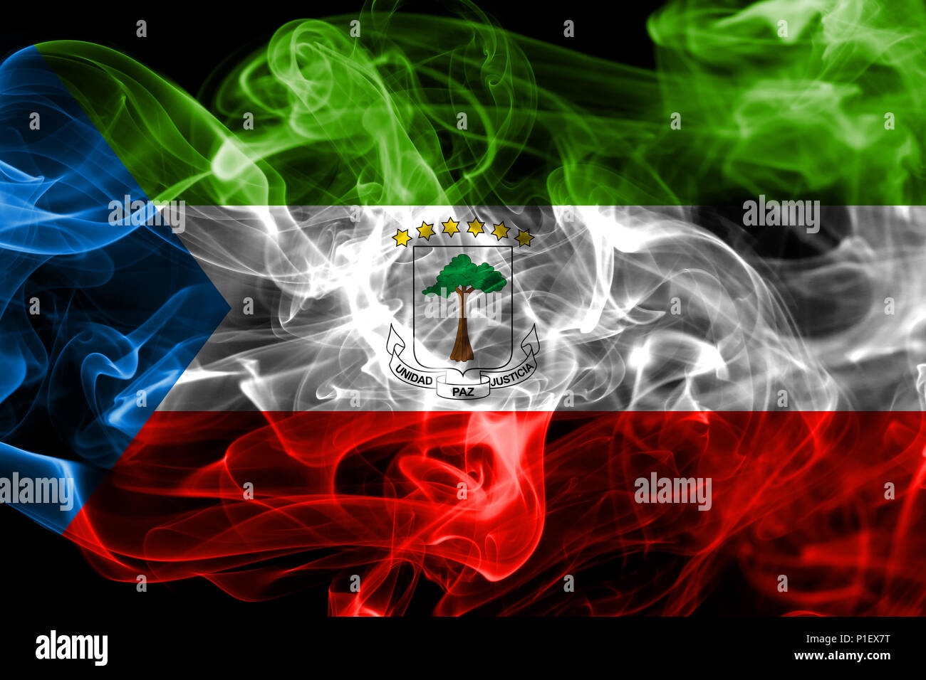 Equatorial Guinea smoke flag Stock Photo