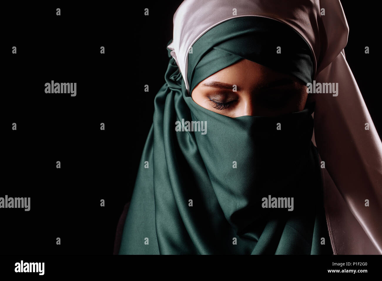 Upset Beautiful Muslim Lady In Hijab. Obedient Wife Stock Photo - Alamy