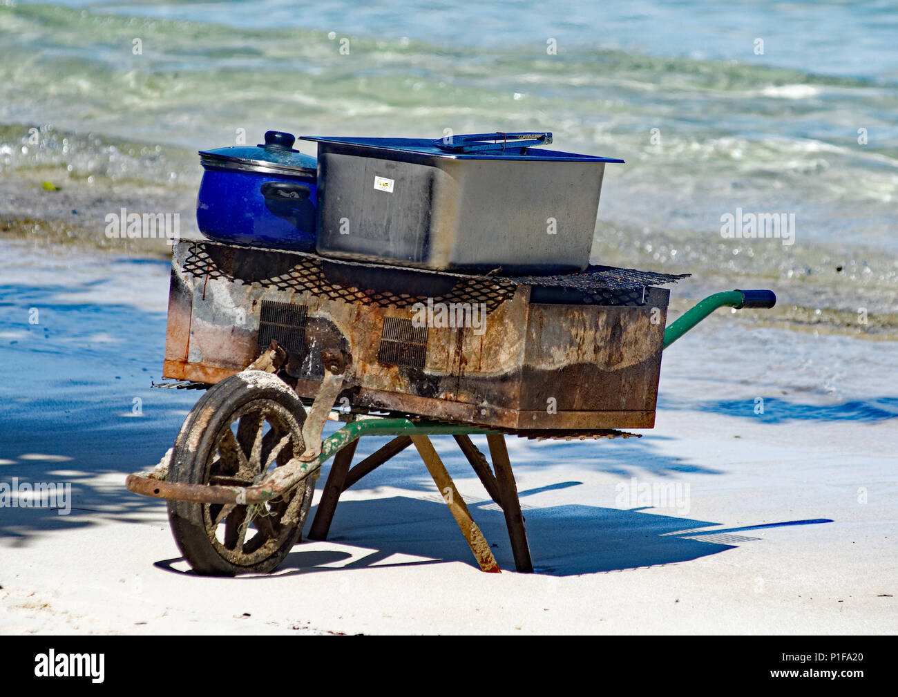 Polynesian style mobile bbq. Stock Photo