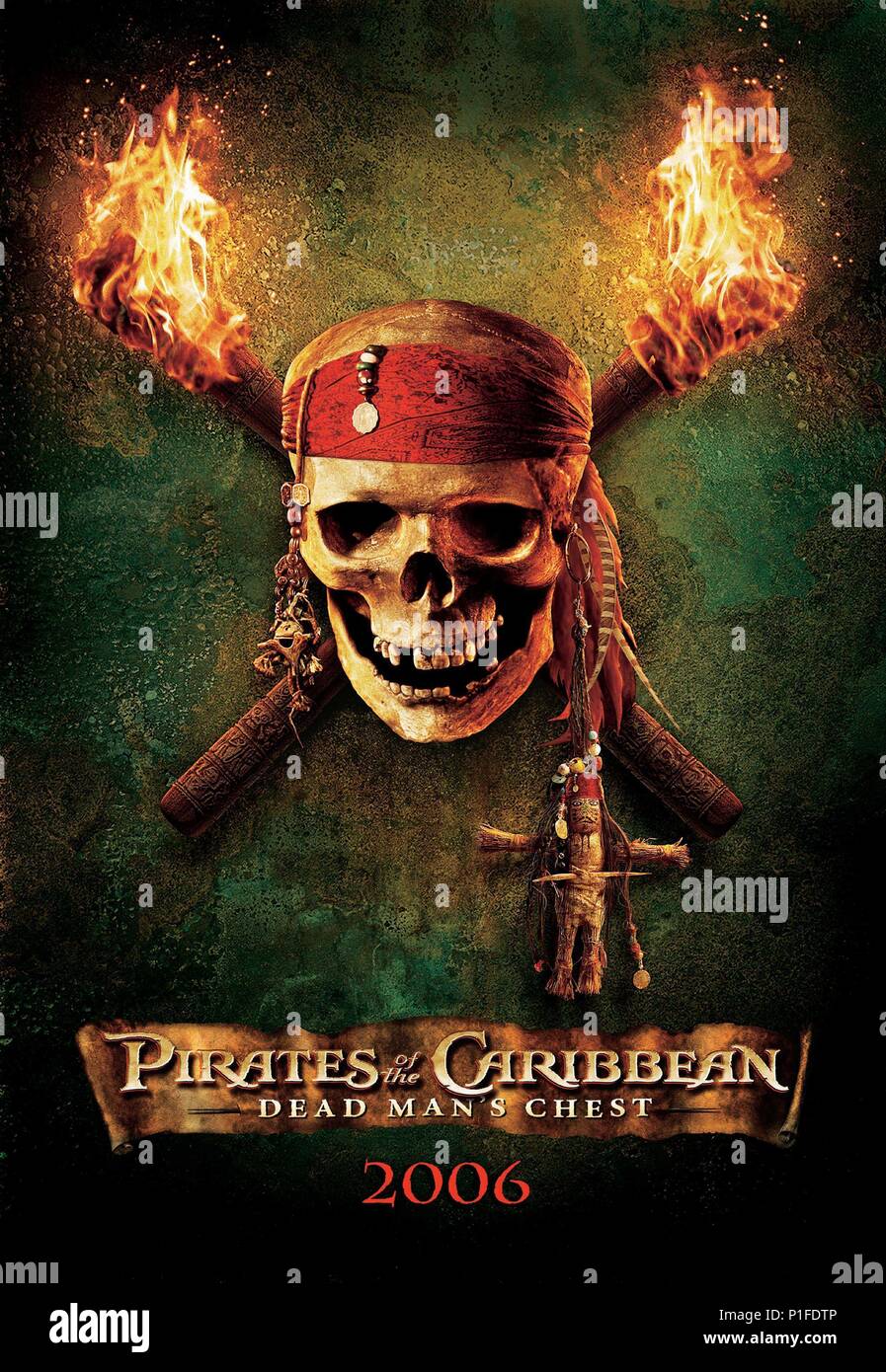 Pirate skull film title pirates of the caribbean hi-res stock ...