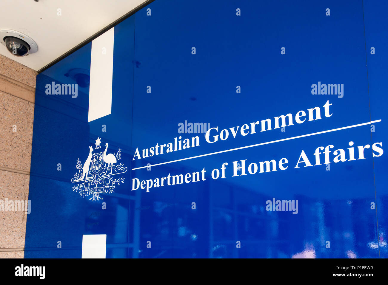 Logo of Department of Home Affairs at entrance of the office building.  Melbourne, VIC Australia Stock Photo - Alamy