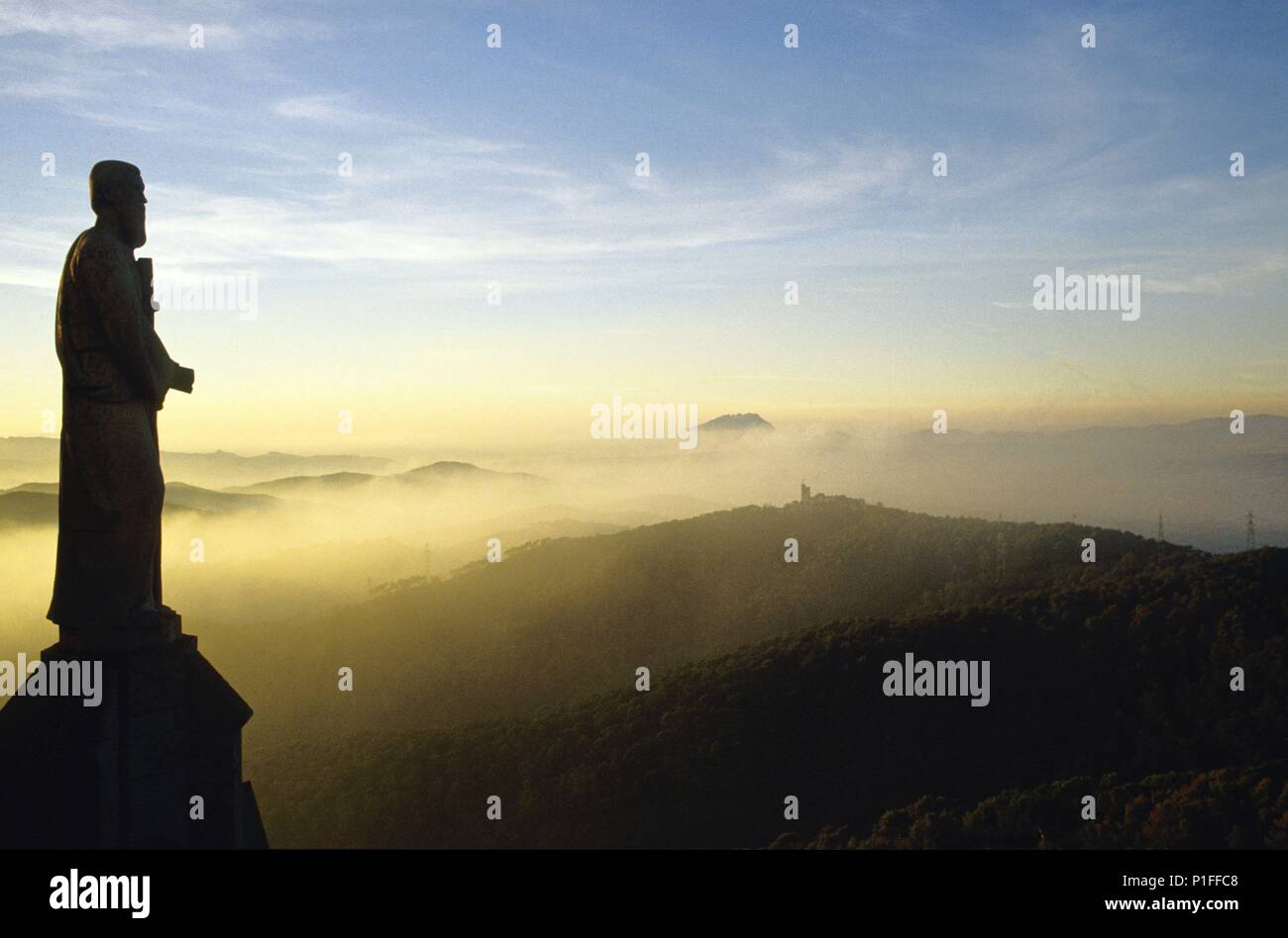 Parque Natural de la Sierra/ Serra de la Collserola, desde el Tibidabo. Stock Photo