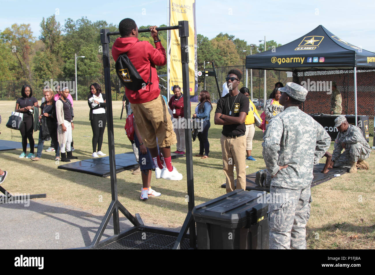 Soldiers of the 318th Chemical Company out of Birmingham, Ala., supported the Historically Black Colleges and Universities (HBCU) Magic City football classic event, Oct. 25-29, 2016, in order to enhance recruiting efforts and to promote awareness of the benefits of Army Reserve service in the HBCU community.  Magic City Classic (MCC) was hosted in the city of Birmingham and featured instate rivals Alabama State University and Alabama A&M University. These two HBCUs are the largest in the State of Alabama. The MCC is managed by the Alabama Sports Foundation and attracts over 70,000 fans each ye Stock Photo