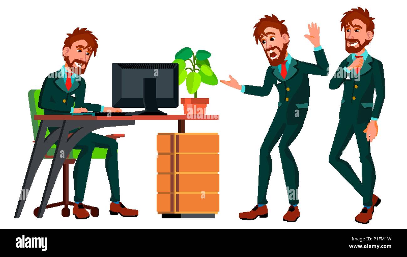 Office Worker Vector Businessman Worker Poses Animated Elements