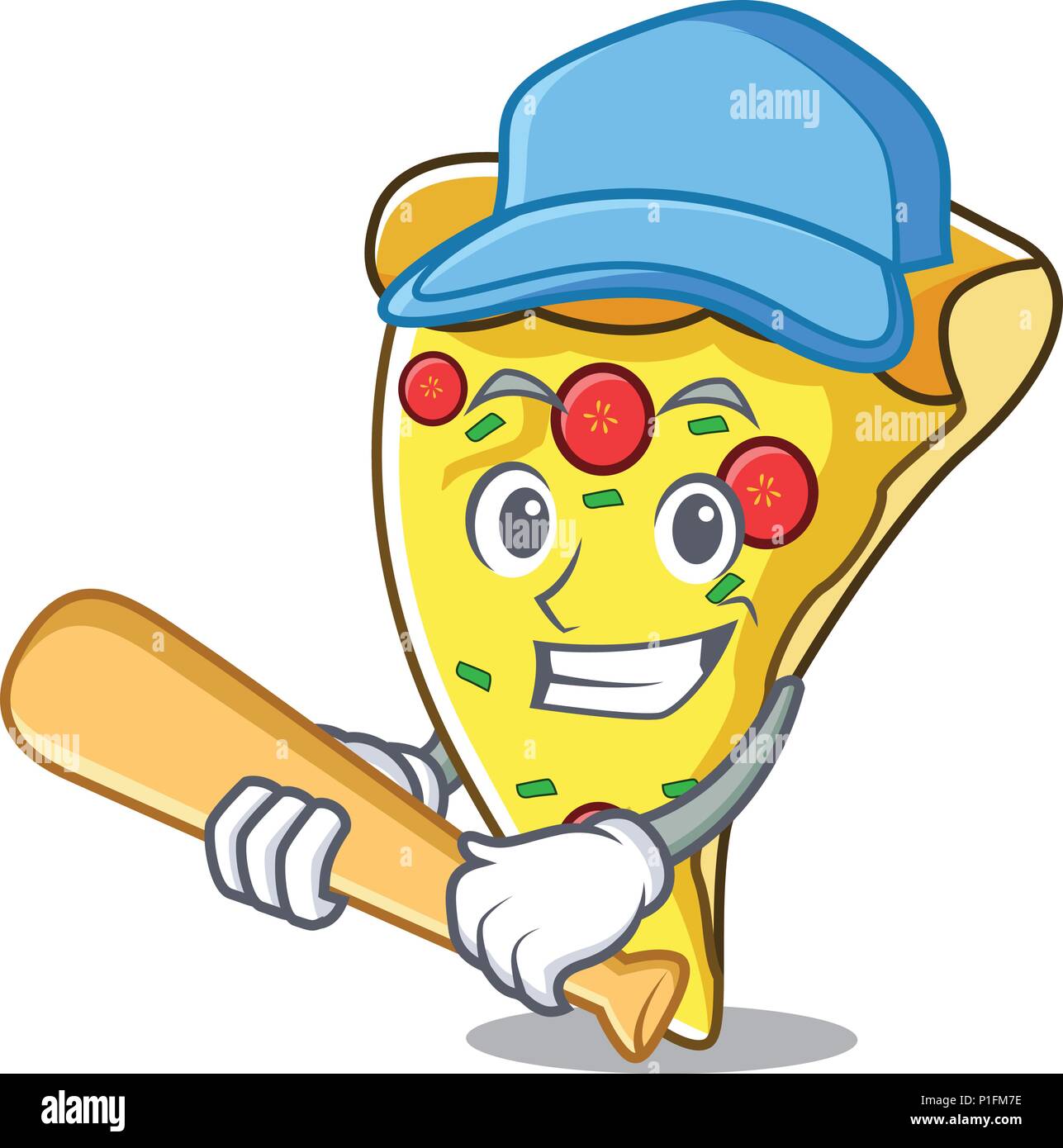 Playing baseball pizza slice character cartoon Stock Vector Image & Art