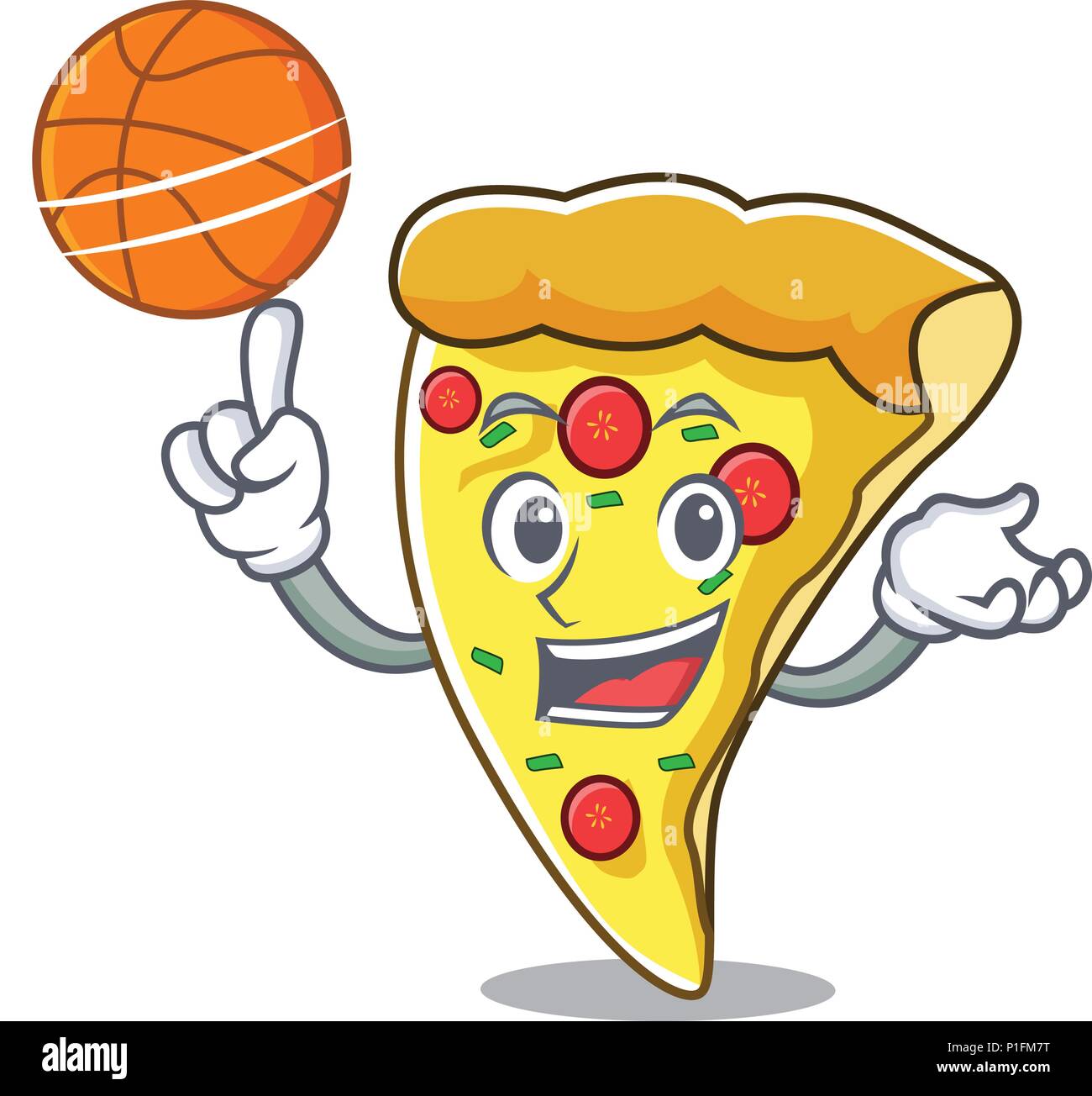 With basketball pizza slice character cartoon Stock Vector Image & Art