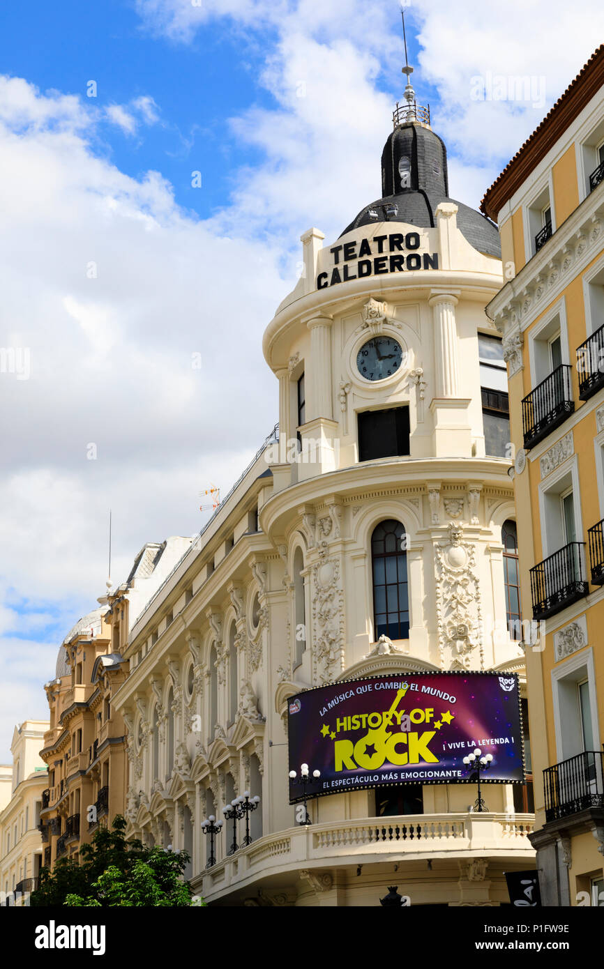 Teatro Calderon, Calle de Atocha, showing History of Rock show. Madrid, Spain. May 2018 Stock Photo