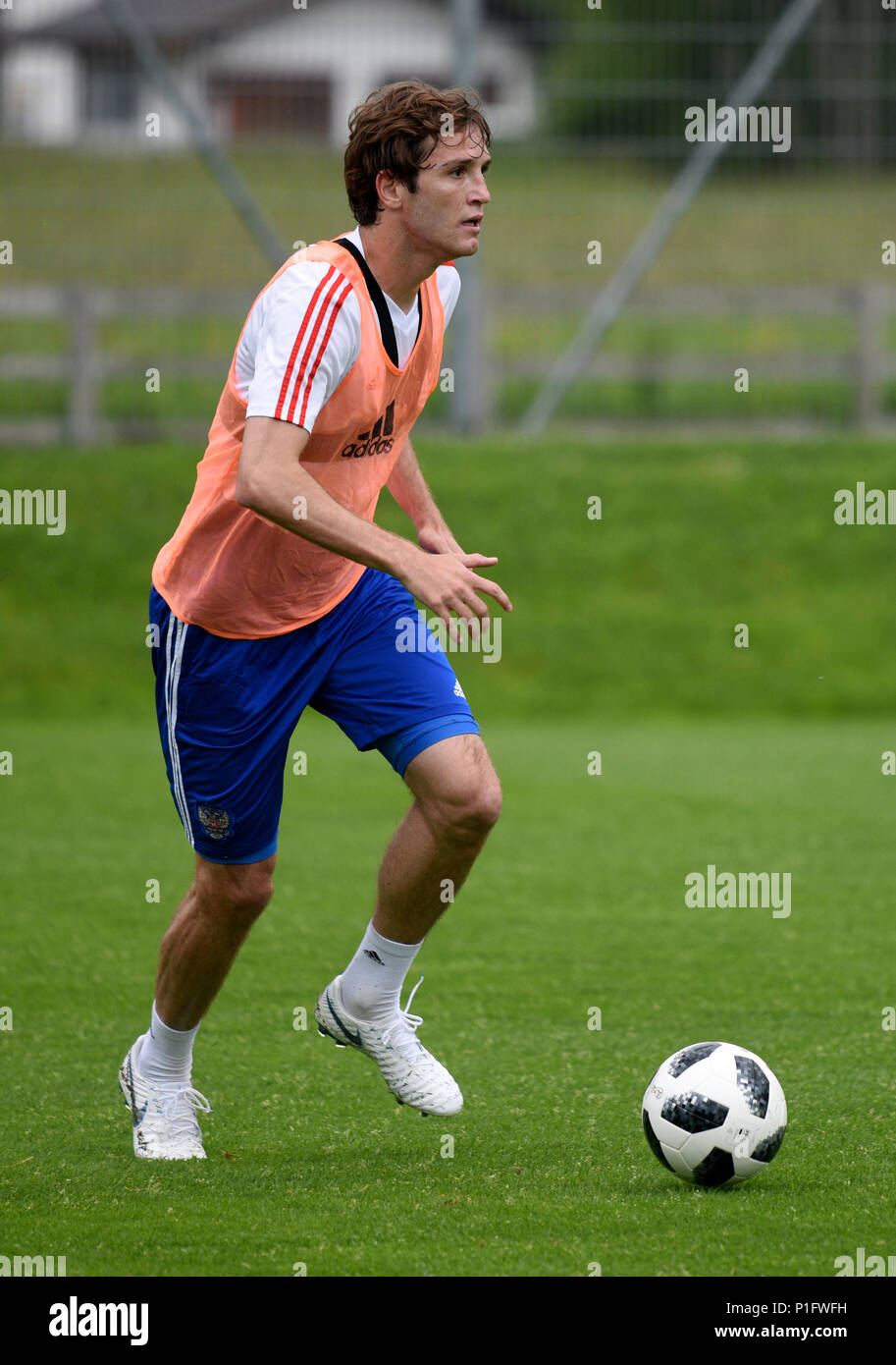 Neustift, Tirol, Austria - May 28, 2018. Russian football player Mario Fernandes during training camp in Neustift, Austria. Stock Photo