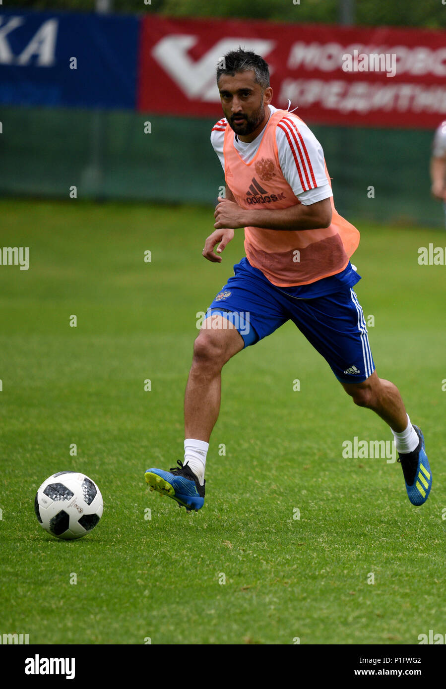 Neustift, Tirol, Austria - May 28, 2018. Russian football player Alexander Samedov during training camp in Neustift, Austria. Stock Photo