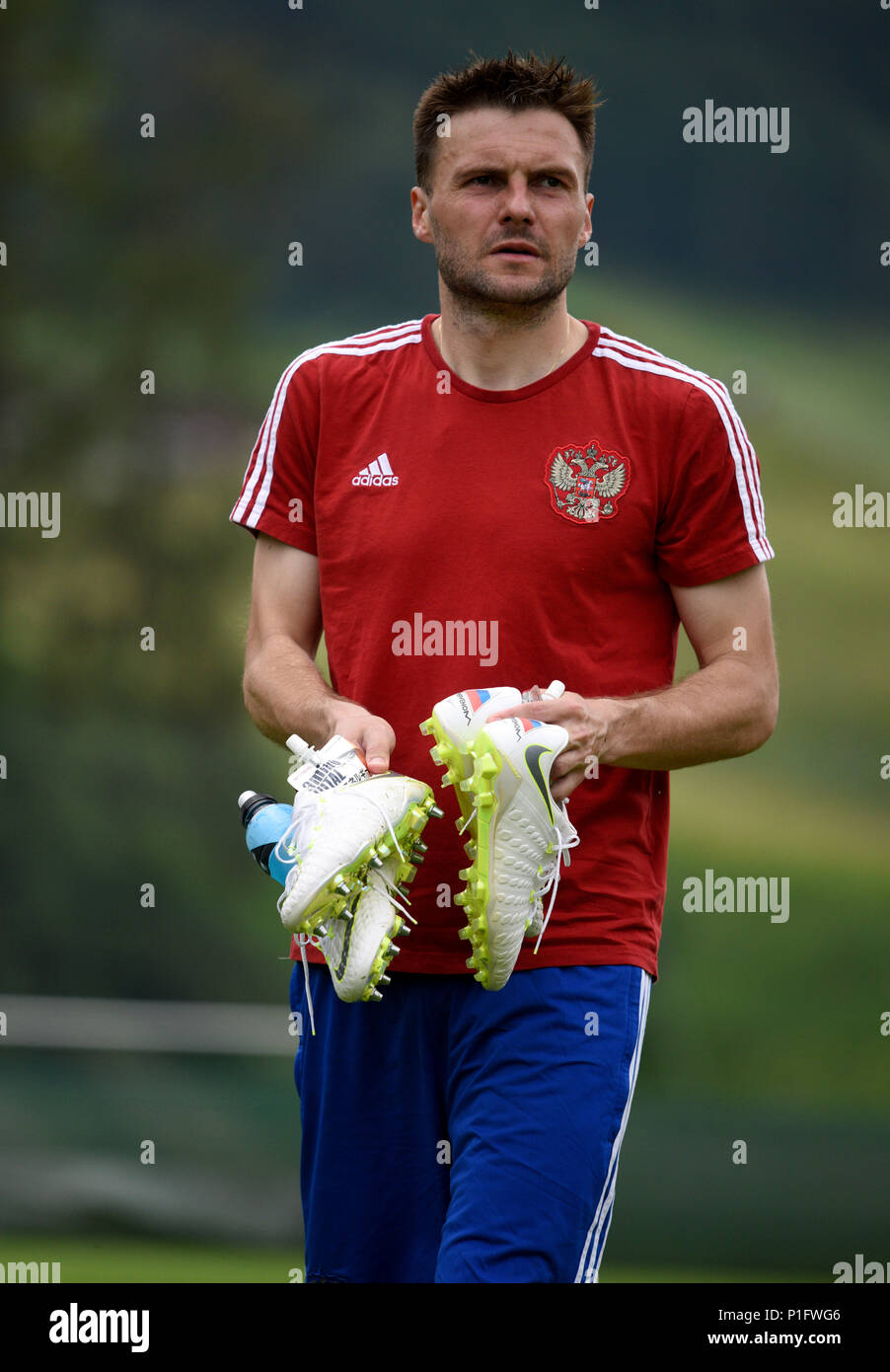 Neustift, Tirol, Austria - May 28, 2018. Russian football player Vladimir Granat during training camp in Neustift, Austria. Stock Photo