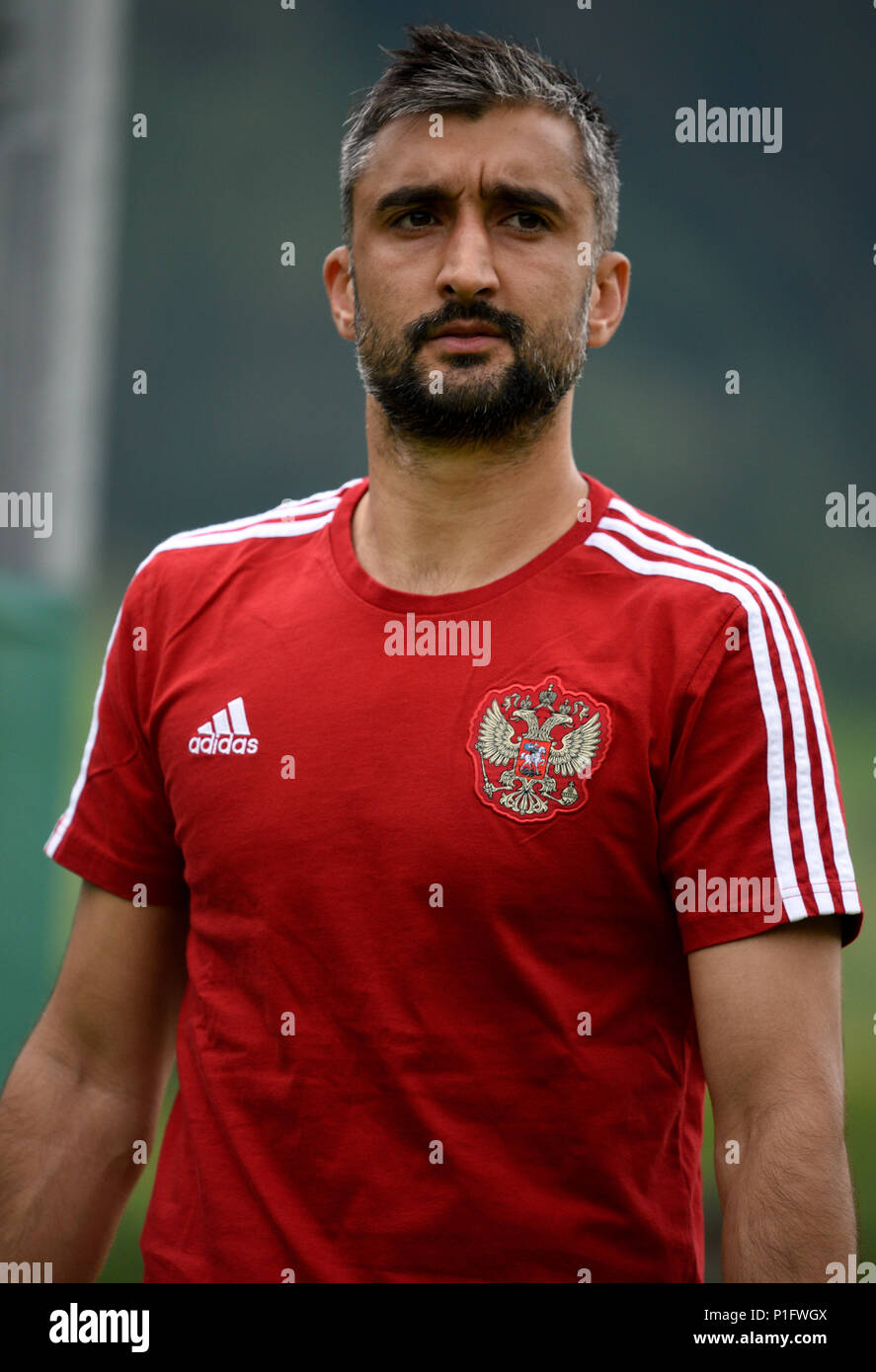 Neustift, Tirol, Austria - May 28, 2018. Russian football player Alexander Samedov during training camp in Neustift, Austria. Stock Photo