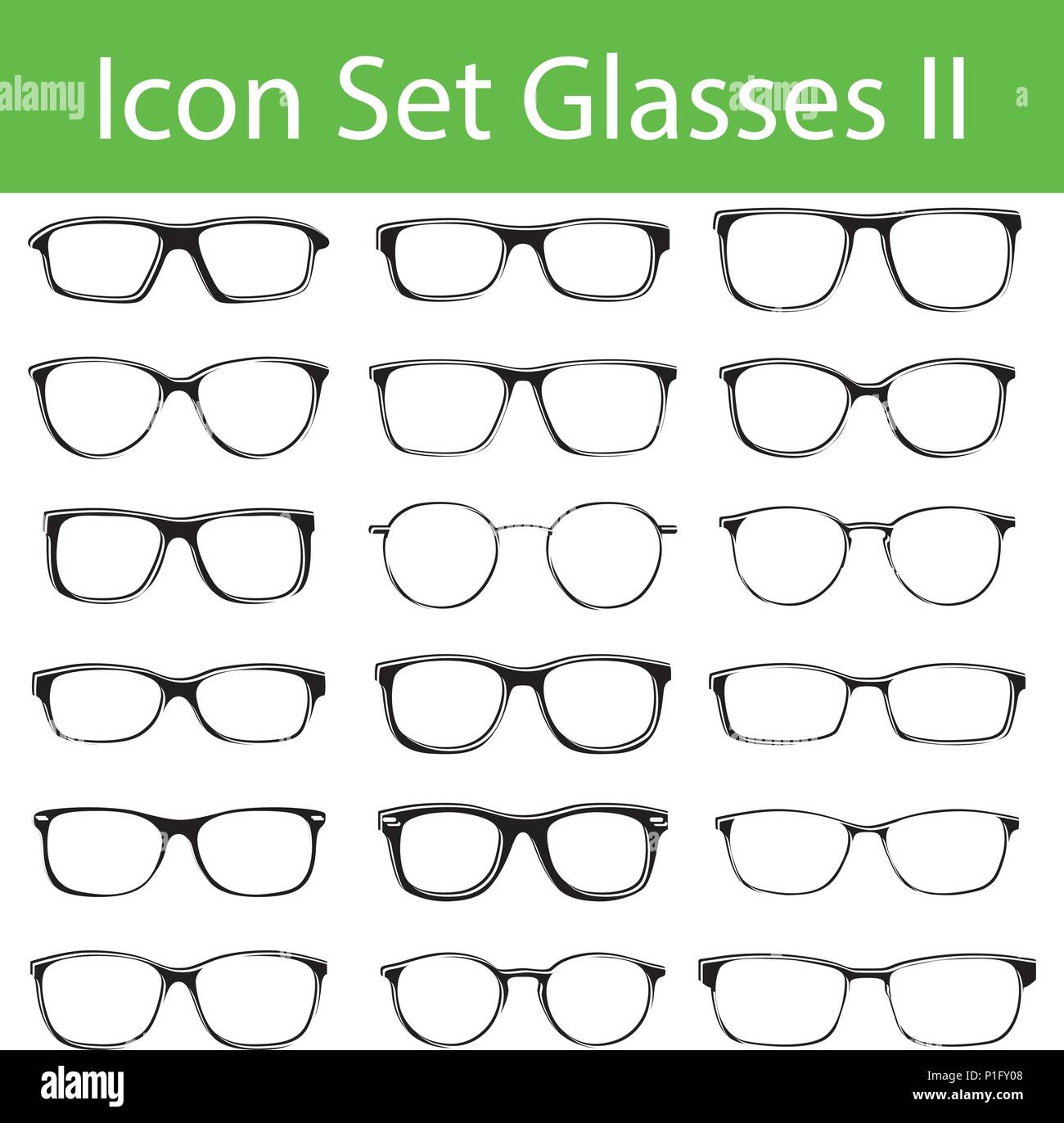 Icon Set Glasses II with 18 icons for the creative use in graphic ...