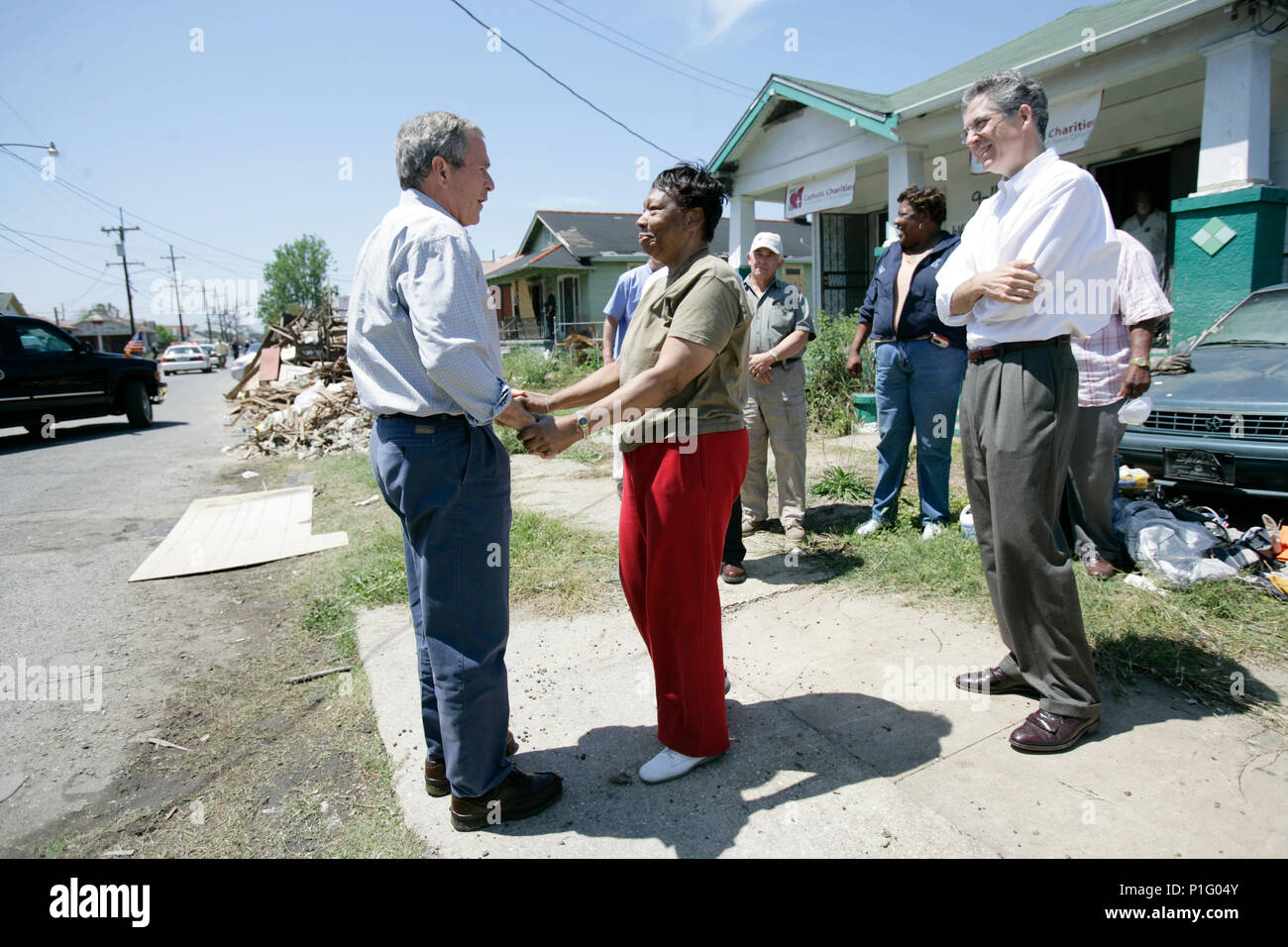 Visit New Orleans Neighborhood. Upper Ninth Ward. National Volunteer Week Service Project. Interview with Brian Williams of NBC Nightly News. Stock Photo