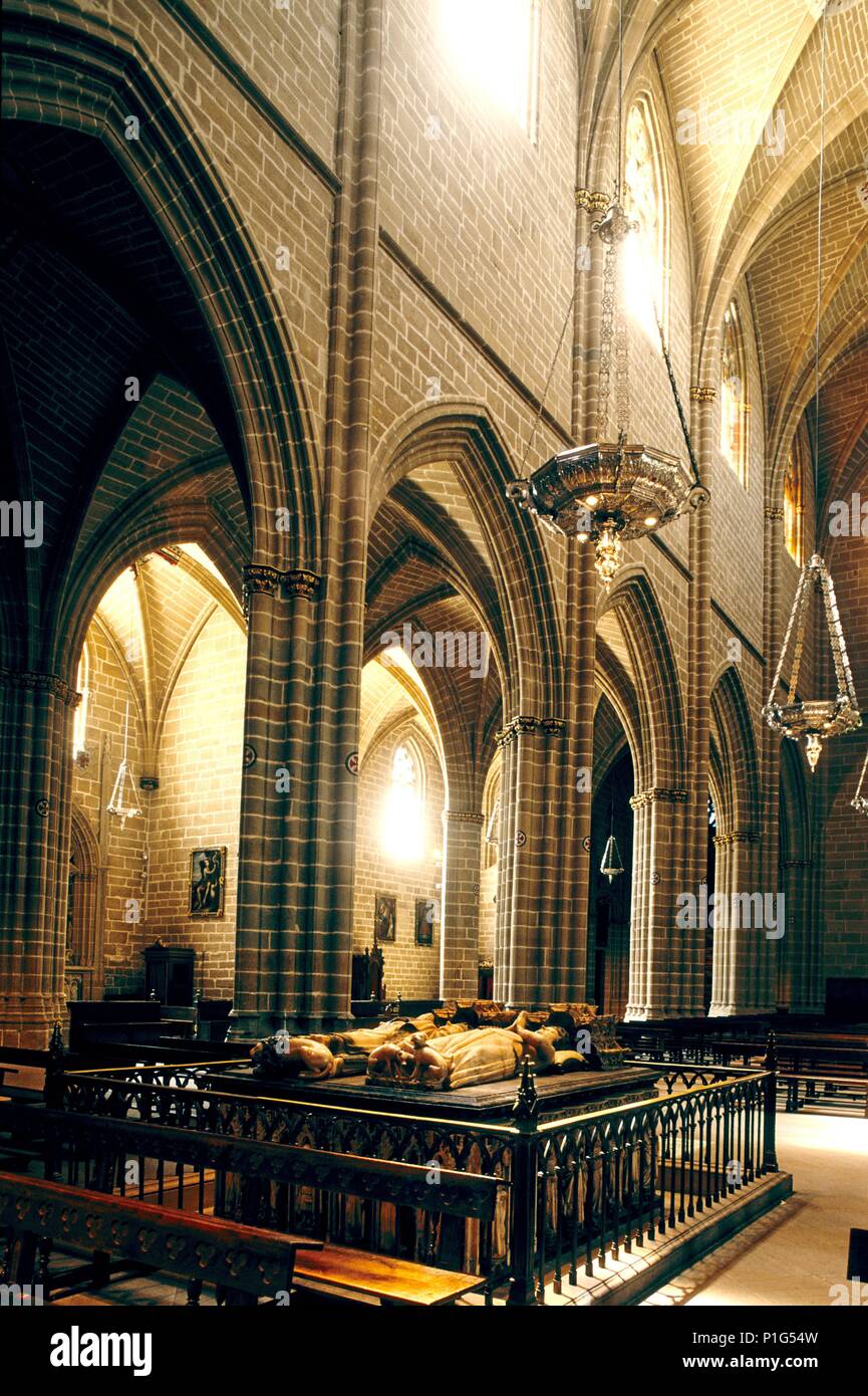 Pamplona; Catedral y sepulcro en alabastro de Carlos III (góticos). Stock Photo