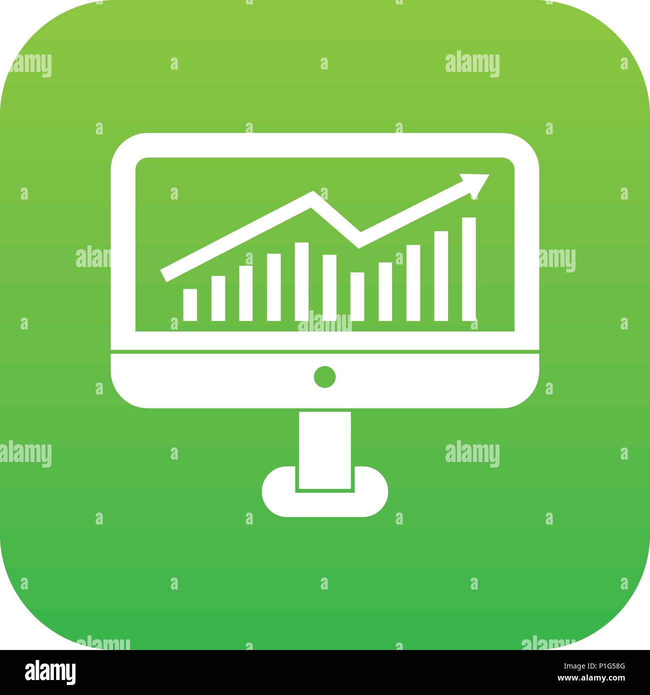 Growth graph on the computer monitor icon digital green Stock Vector ...