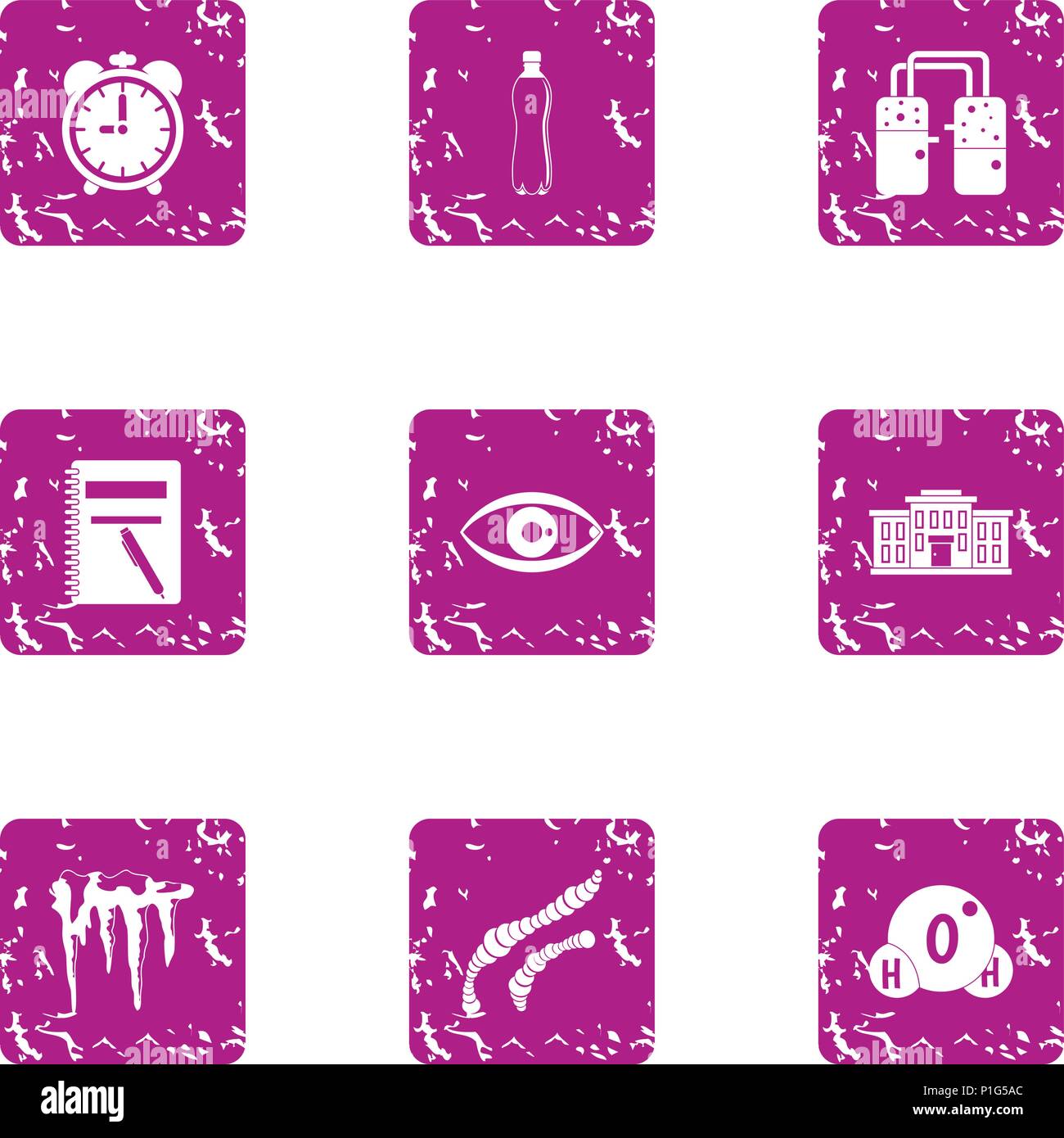 Moisture icons set, grunge style Stock Vector