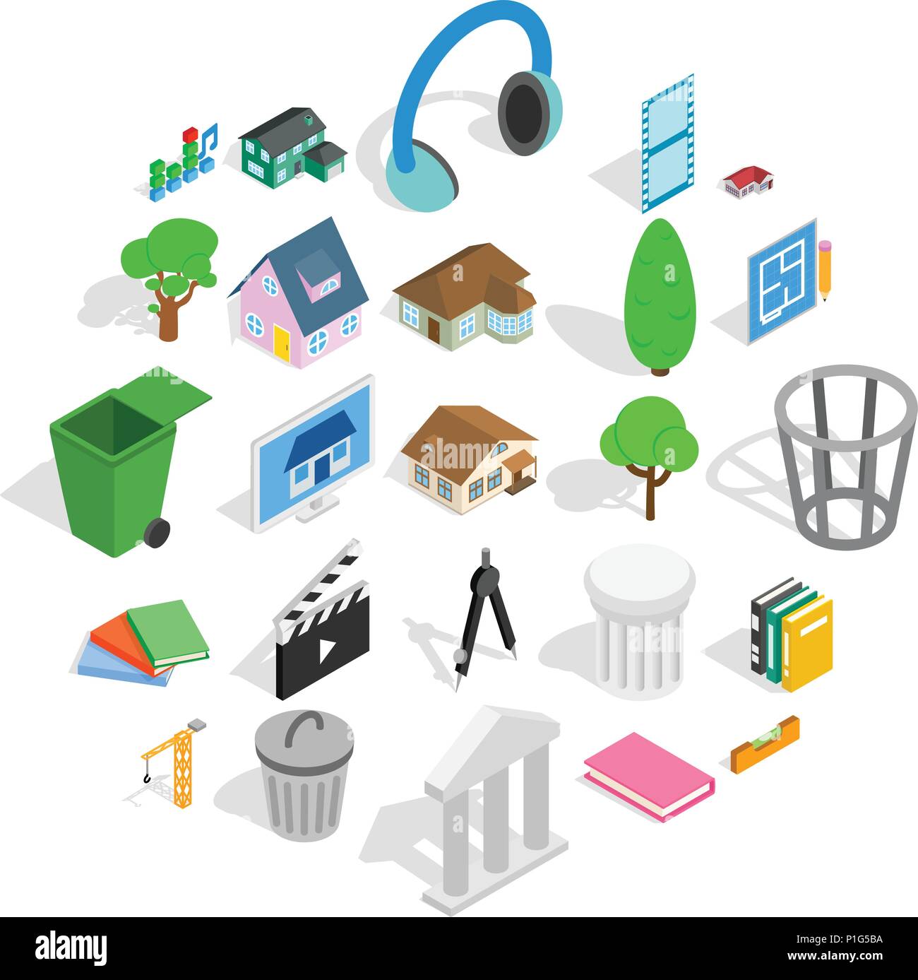 Excellent house icons set, isometric style Stock Vector