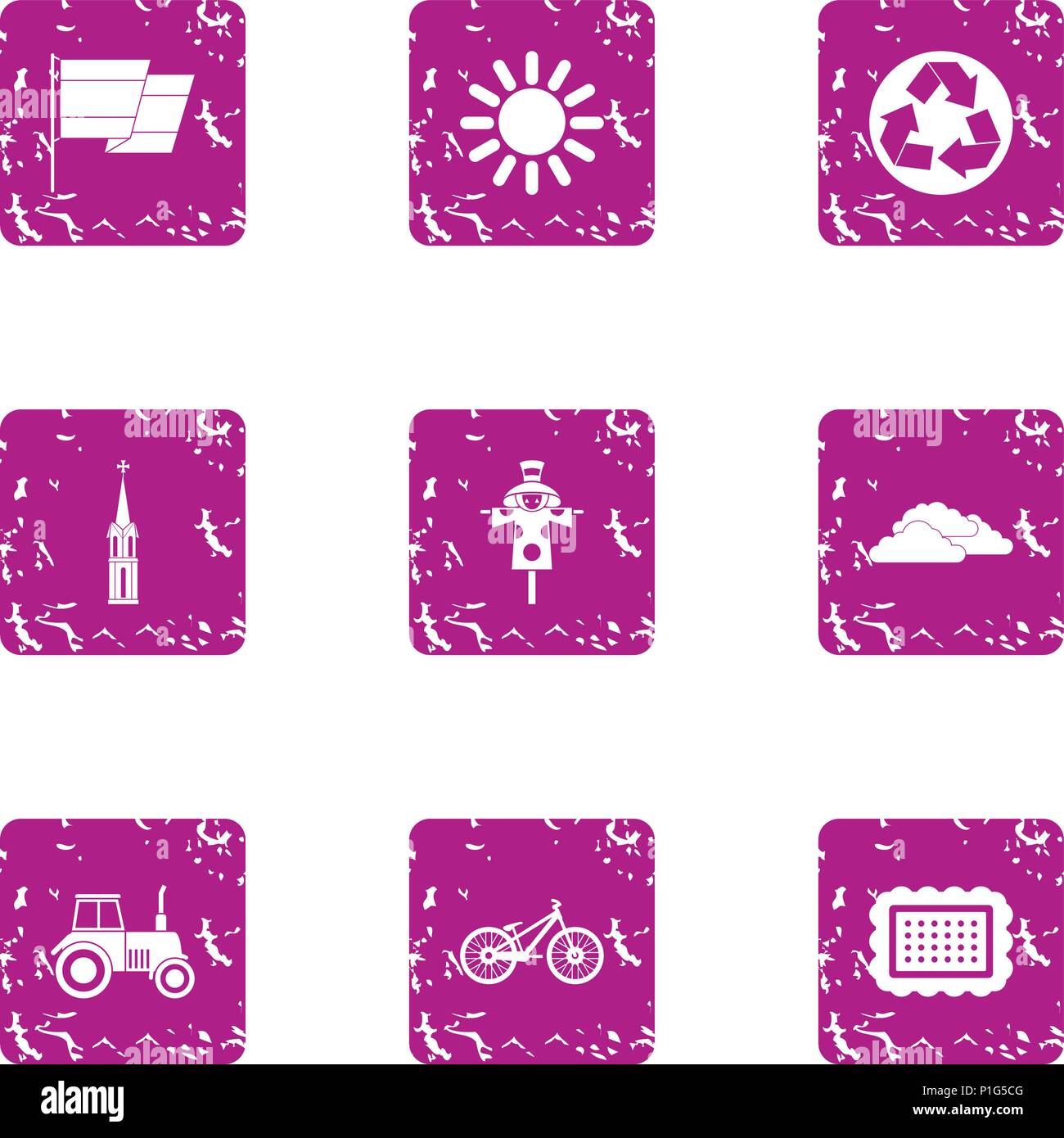 Safe plastic icons set, grunge style Stock Vector