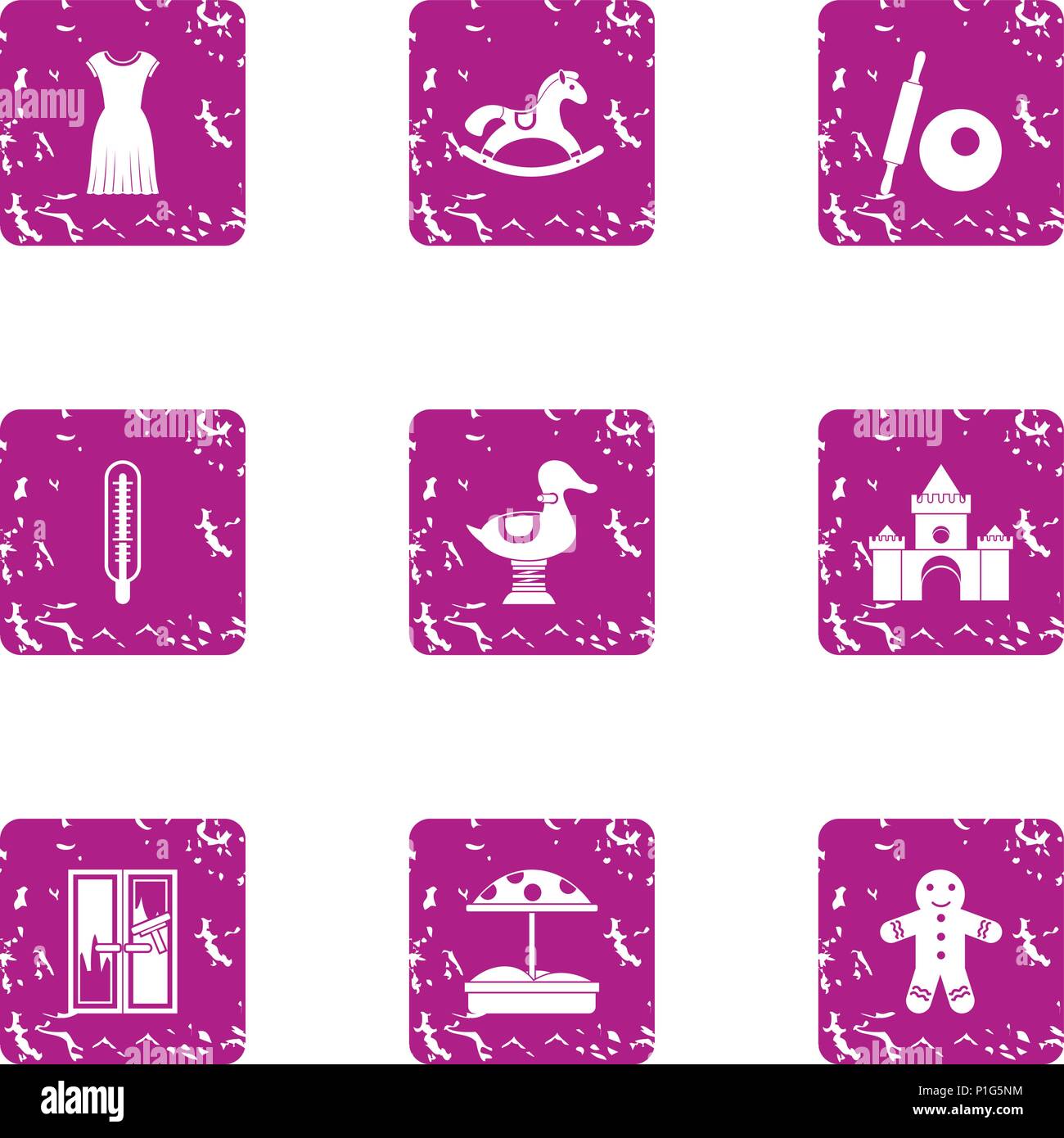 Preschool icons set, grunge style Stock Vector Image & Art - Alamy
