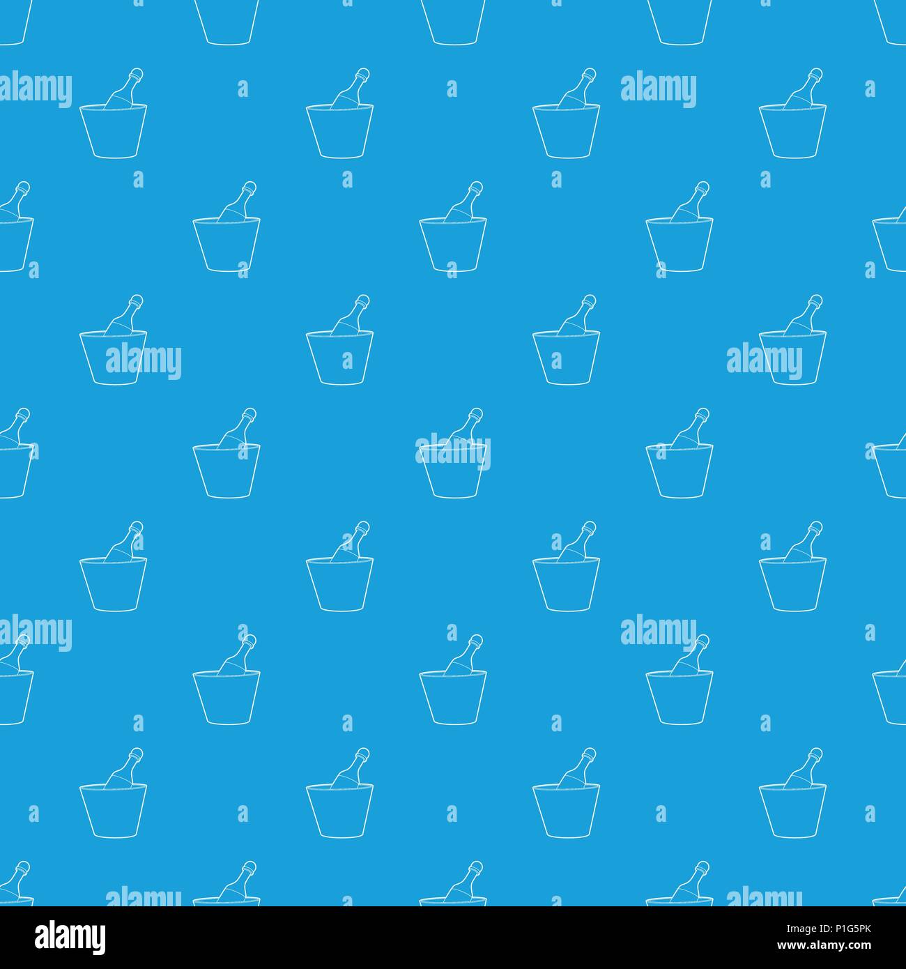 Champagne in bucket pattern vector seamless blue Stock Vector
