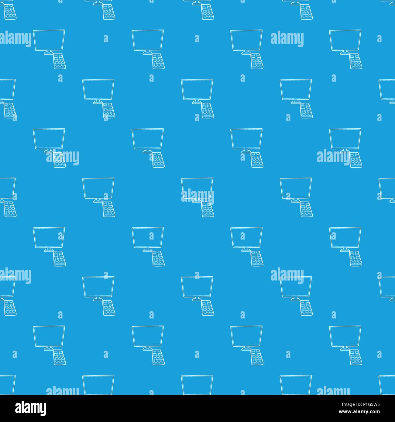 TV with remote pattern vector seamless blue Stock Vector