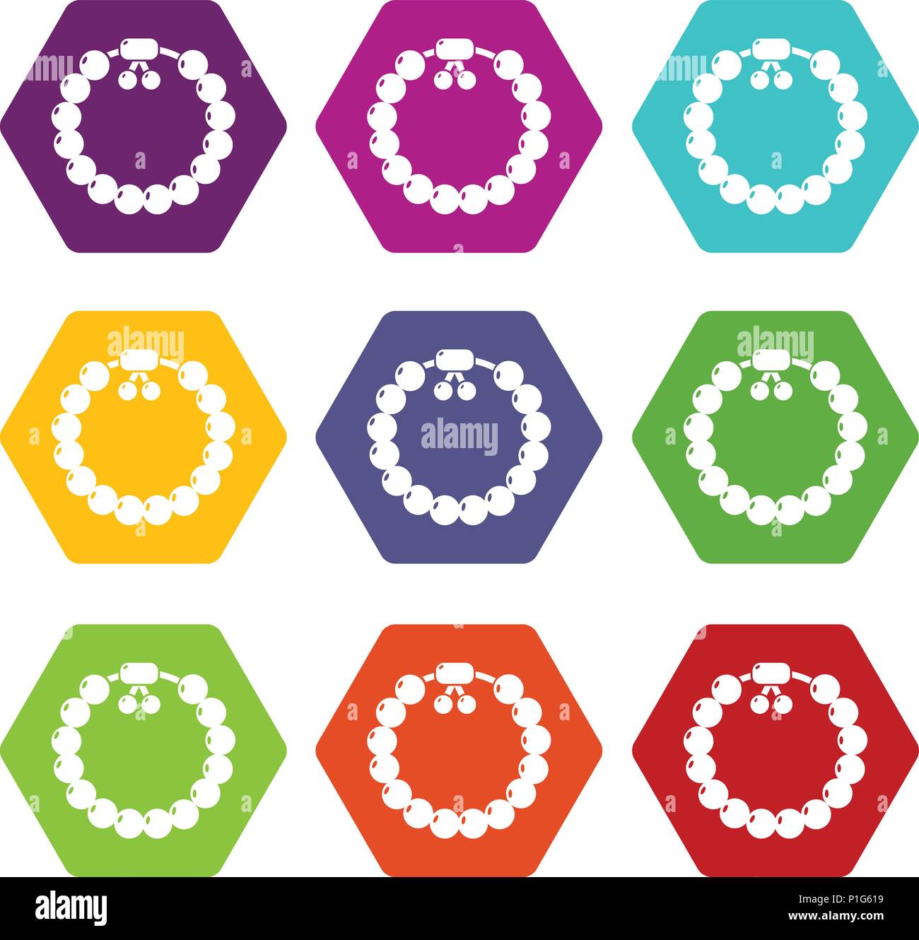Charming gemstone bracelet icons set 9 vector Stock Vector
