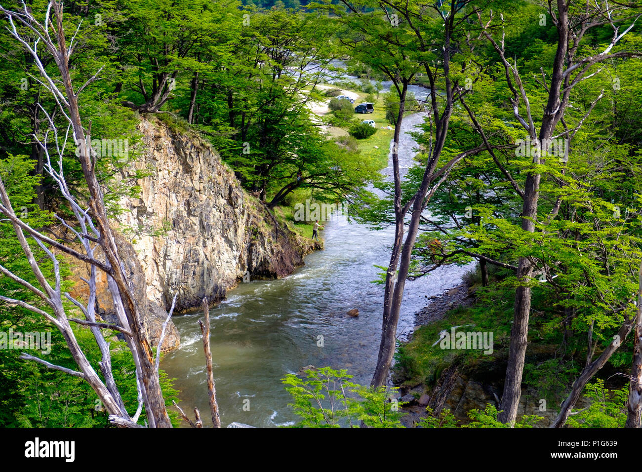 Río Olivia in Argentina finds its way between vertical rocks. Some scenes of the famous movie 'The Revenant' were captured here. Stock Photo