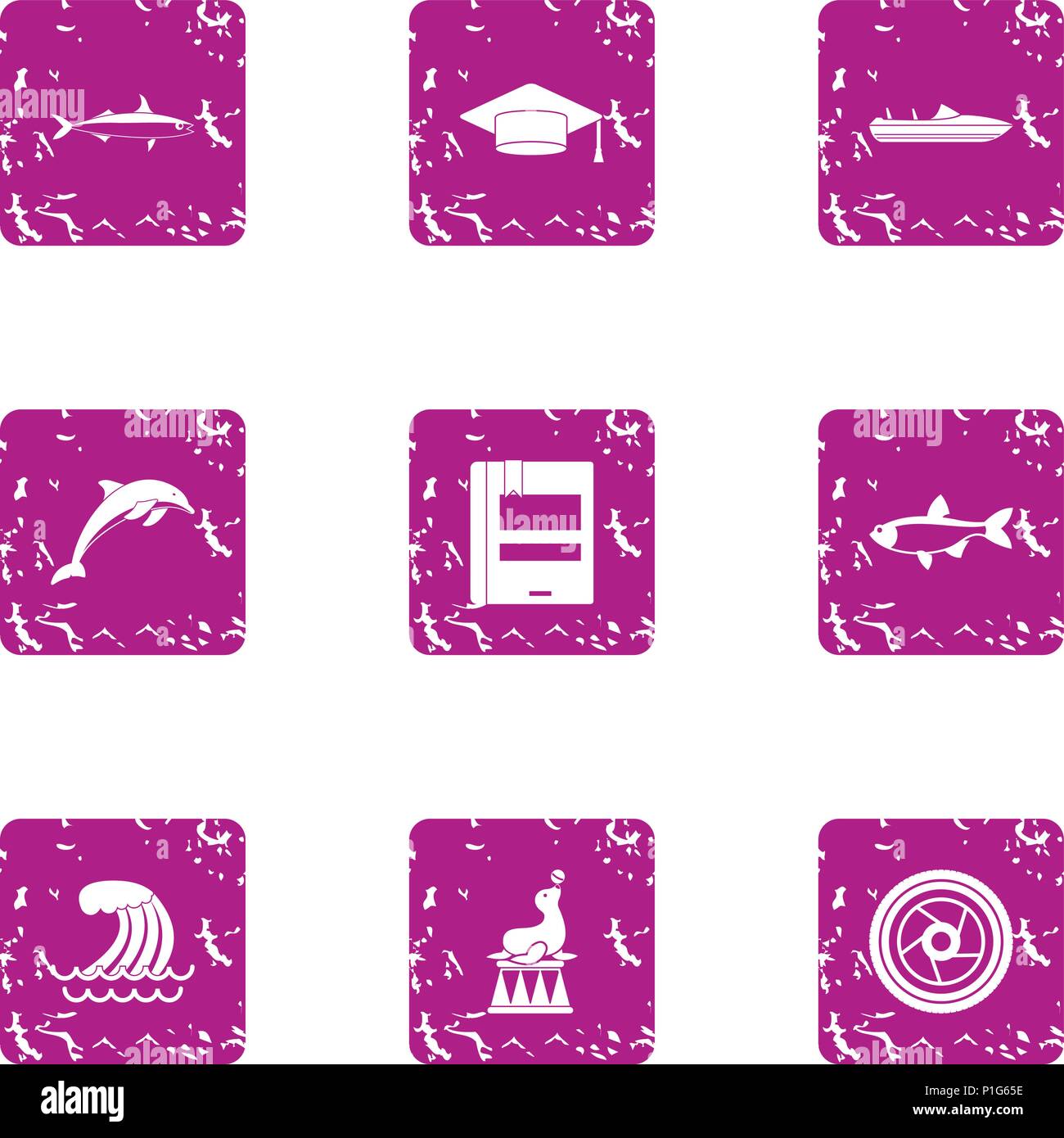 Representation on the water icons set, grunge style Stock Vector Image ...