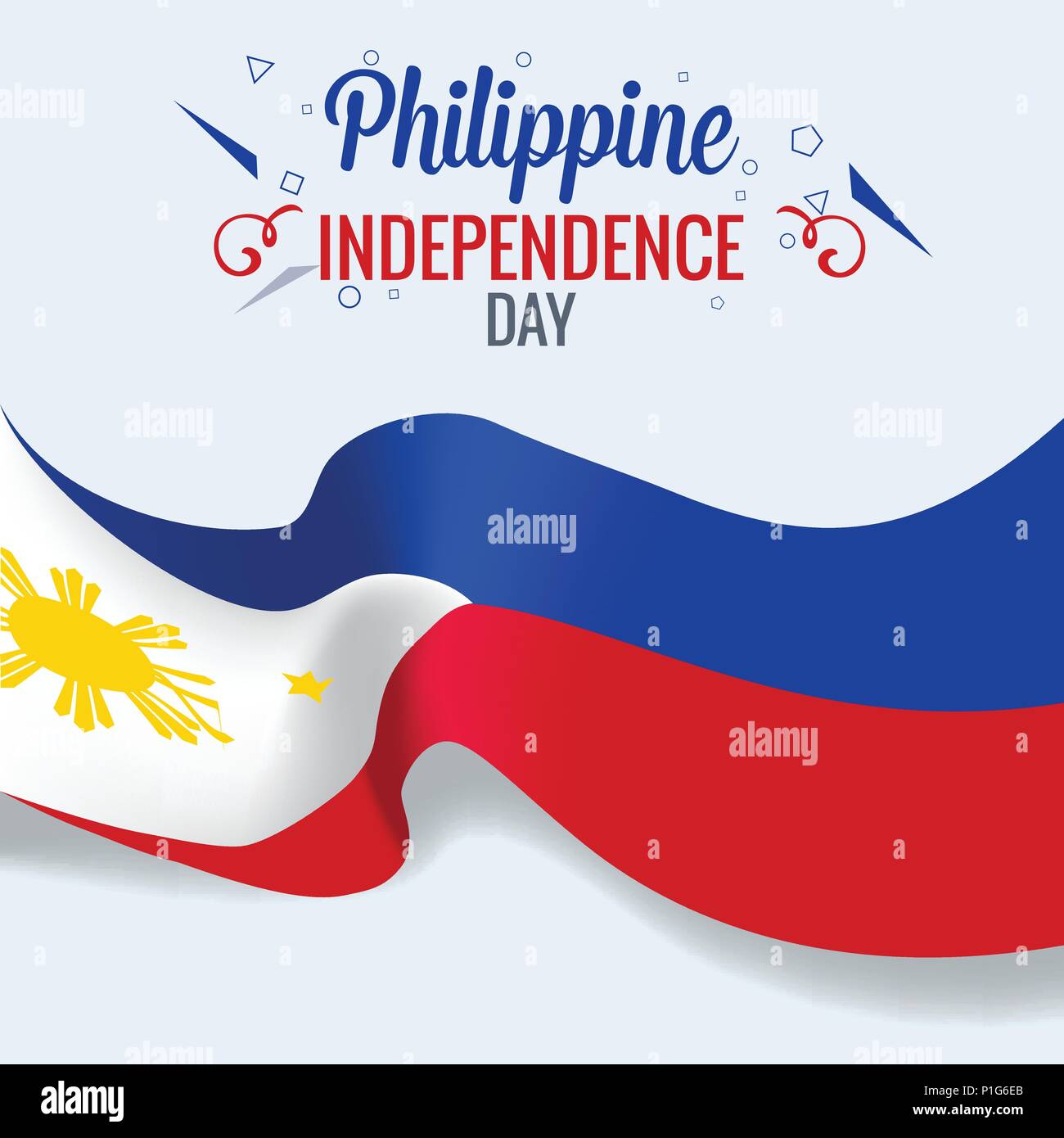 3D realistic philippines flag waving wind vector Stock Vector