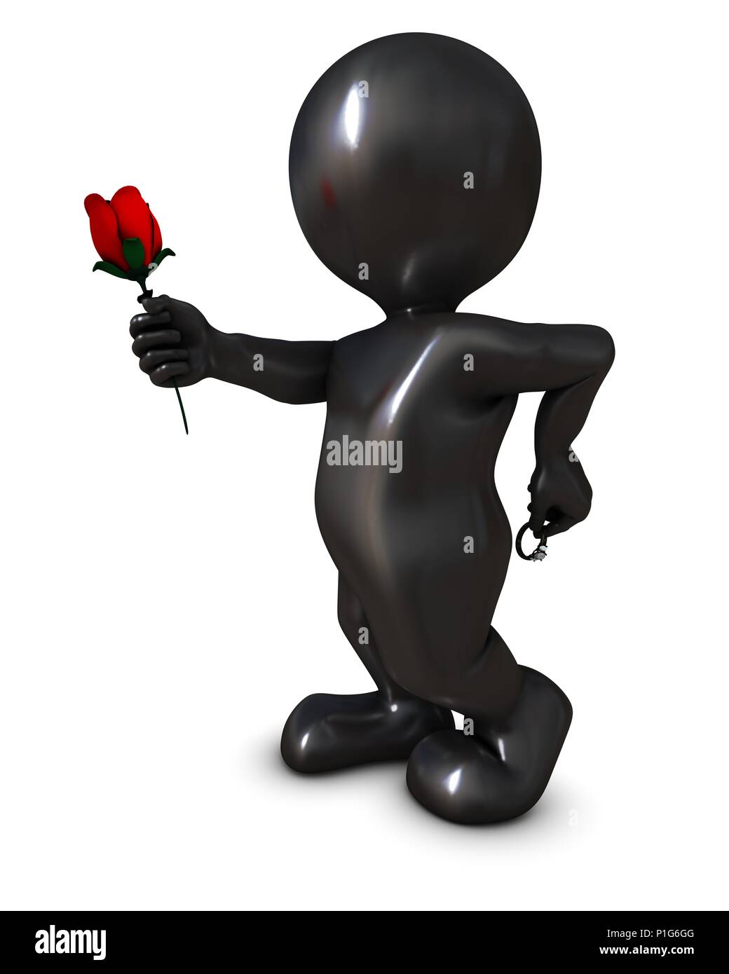 3D Render of a Morph Man with rose and ring Stock Photo - Alamy