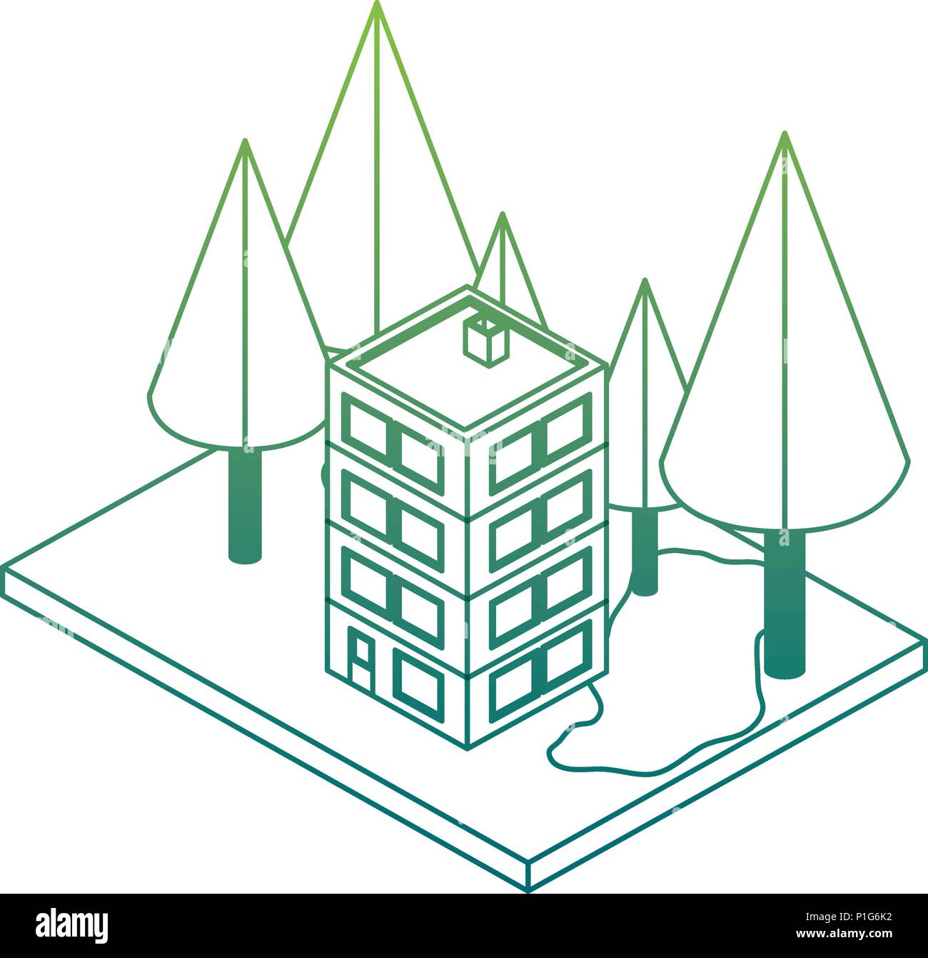 building with landscape isometric icon Stock Vector Image & Art - Alamy