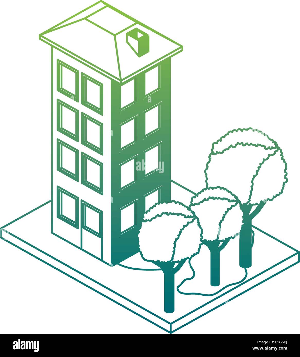 building with landscape isometric icon Stock Vector Image & Art - Alamy