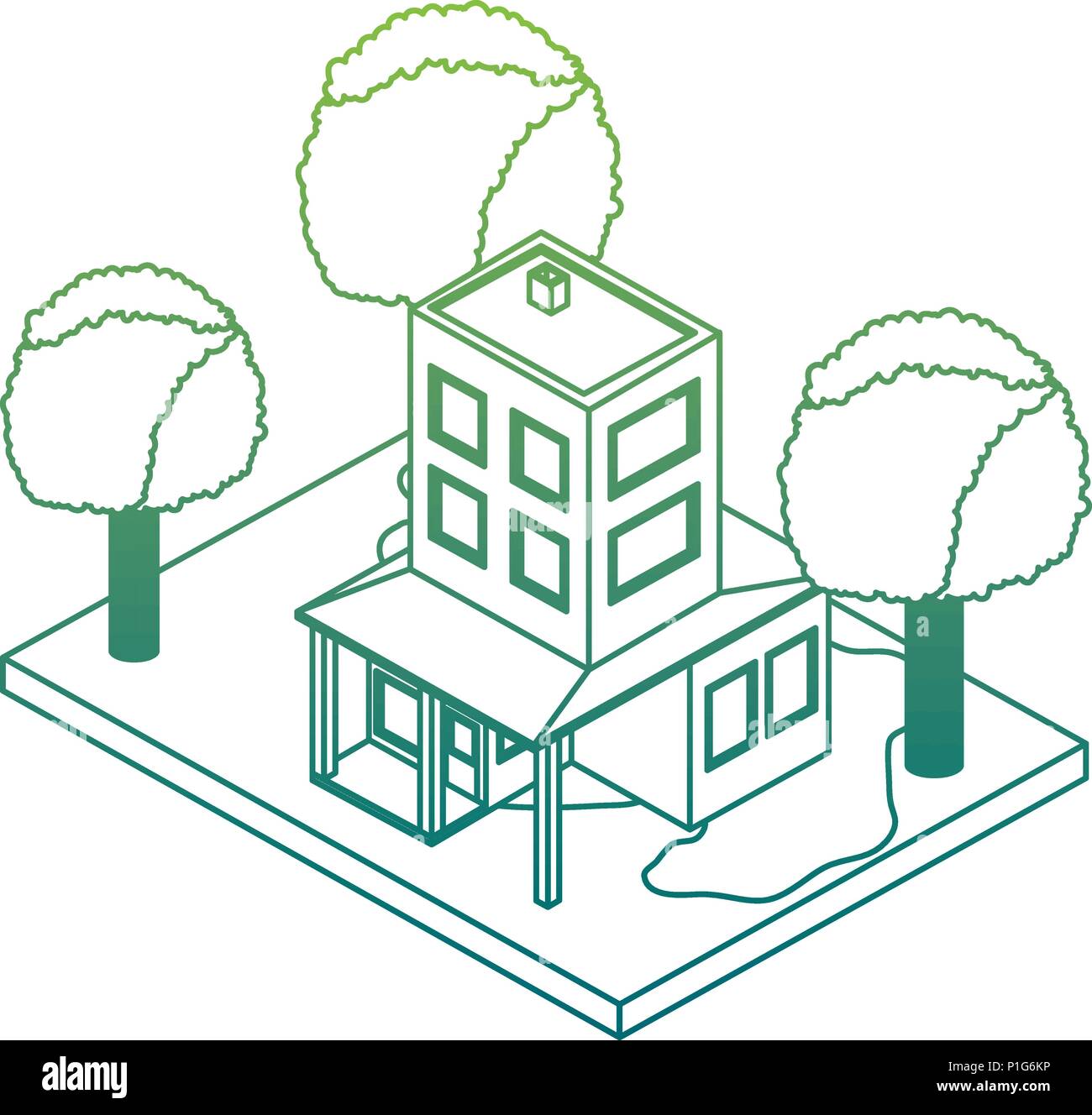 building with landscape isometric icon Stock Vector Image & Art - Alamy
