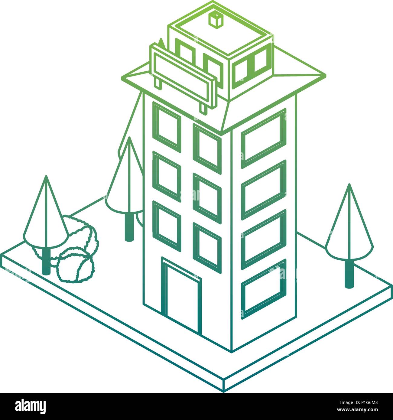building with landscape isometric icon Stock Vector Image & Art - Alamy