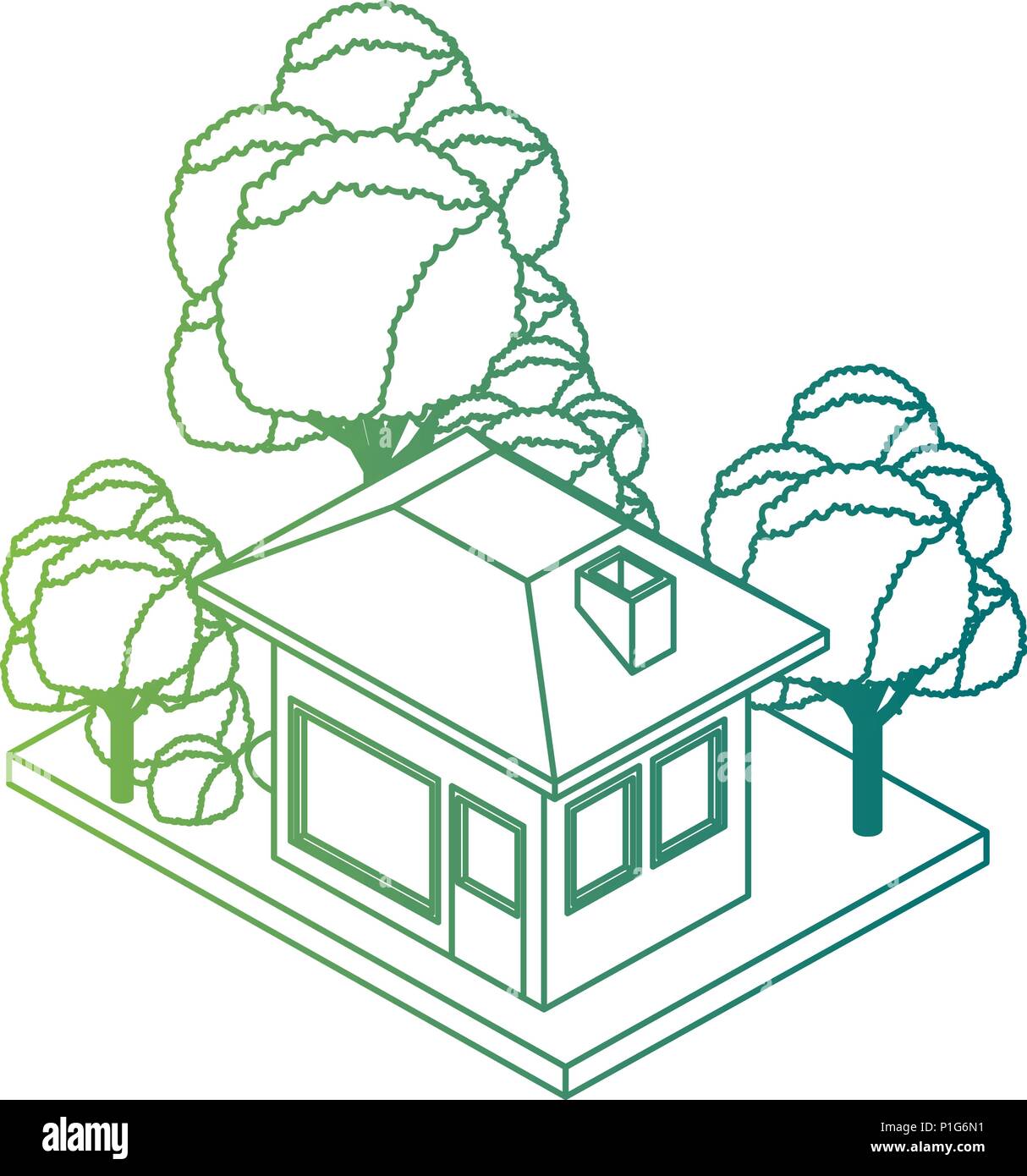 exterior house with landscape isometric icon Stock Vector Image & Art ...
